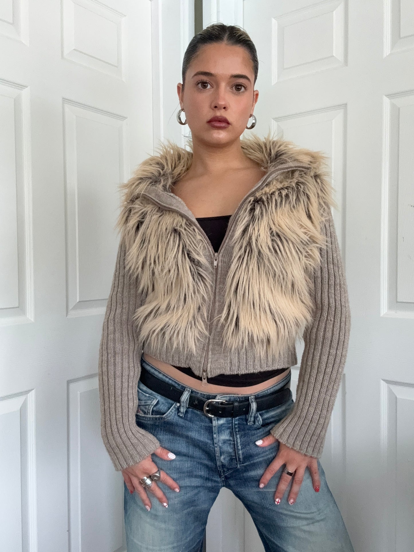 Morgan De Toi Faux Fur Double Zip Jumper (S)