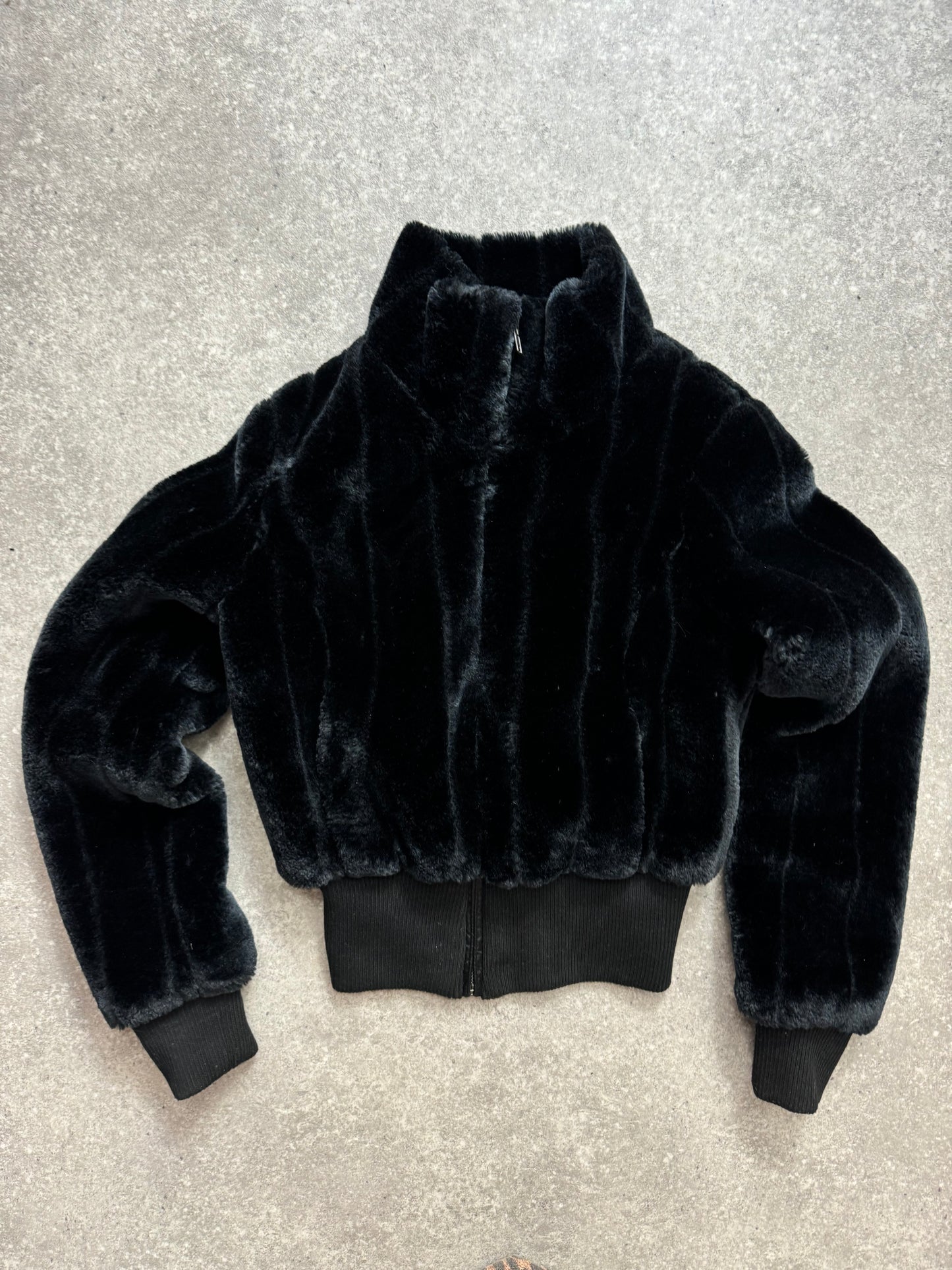 Black Faux Fur Jacket (UK8)