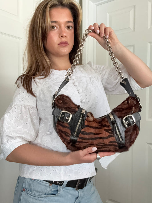 DKNY Faux Fur Shoulder Bag