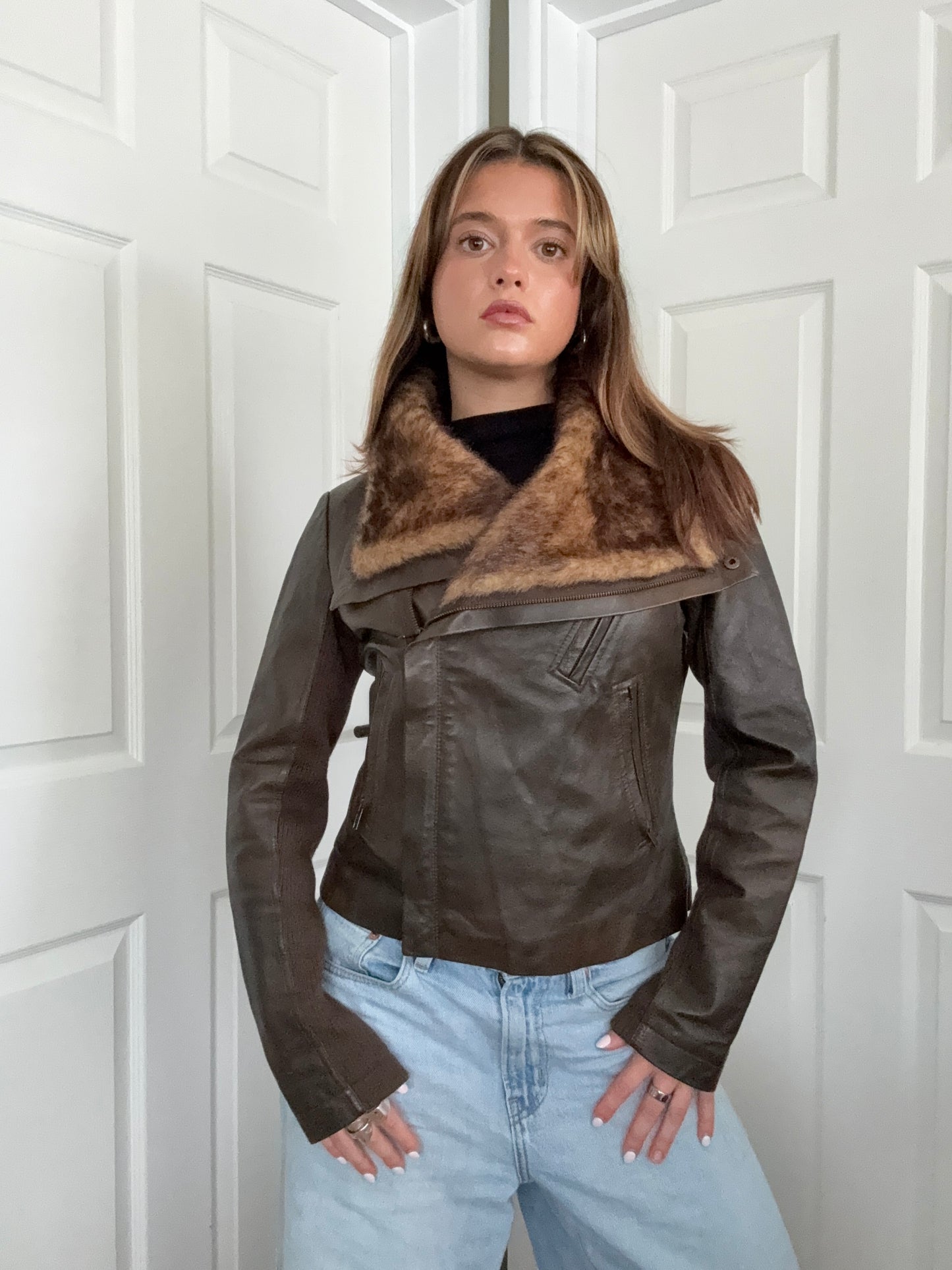 Morgan De Toi Leather Asymmetric Jacket (S)