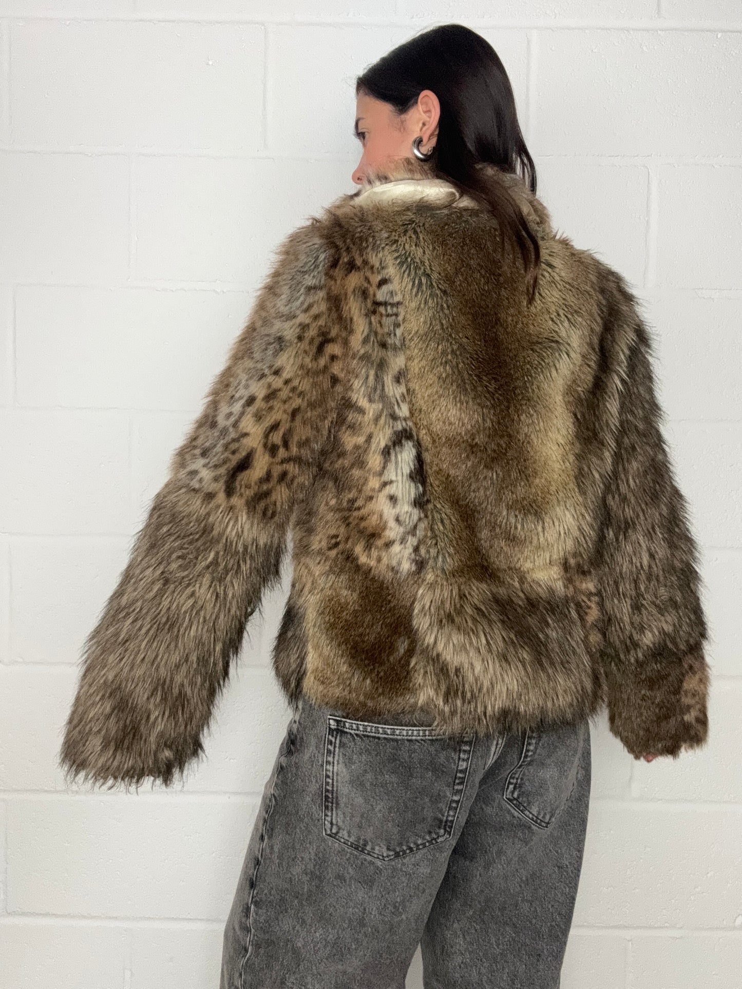 Faux Fur Patchwork Jacket (UK10)