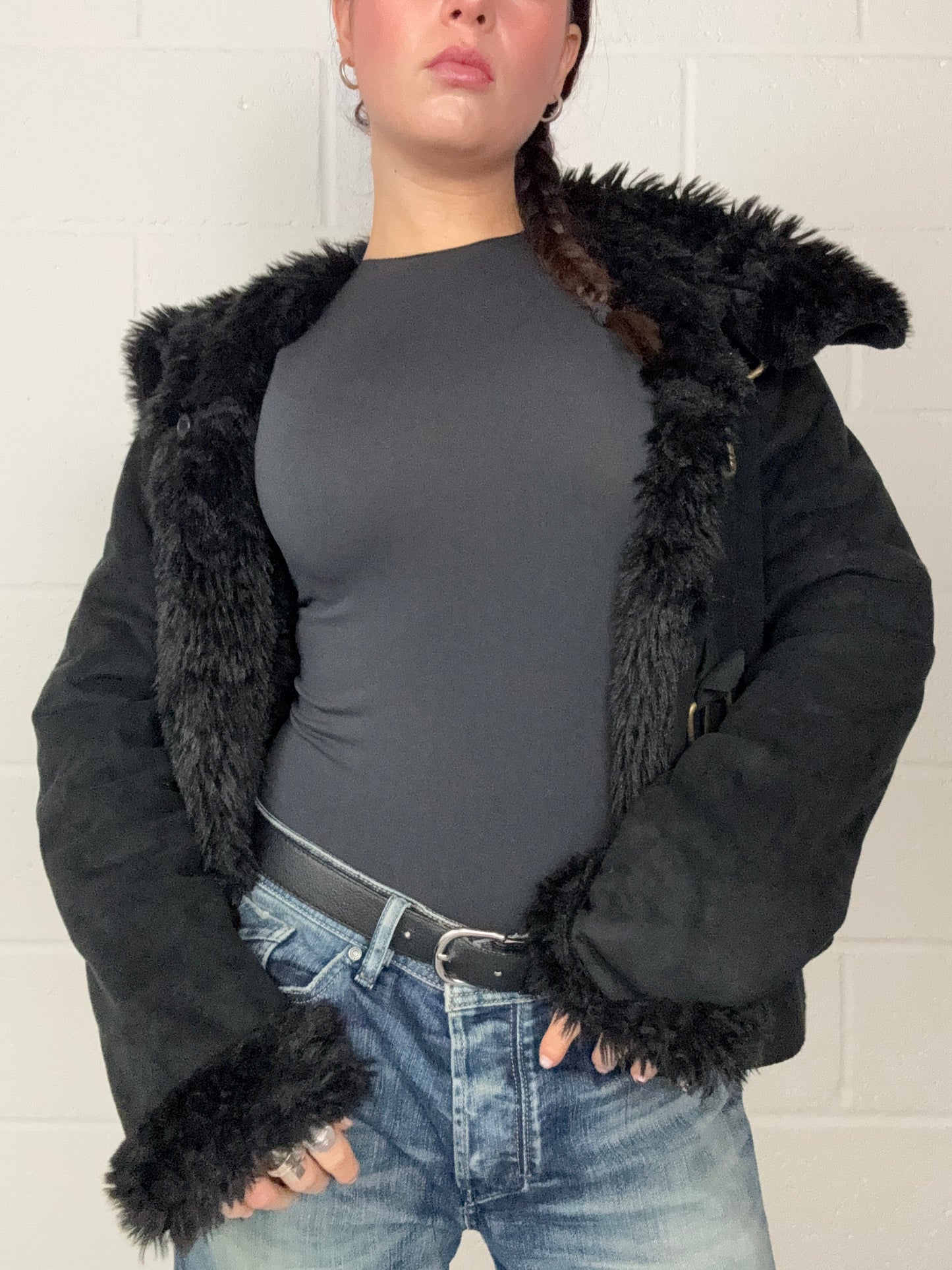 Armani Faux Fur Buckle Jacket (UK12)