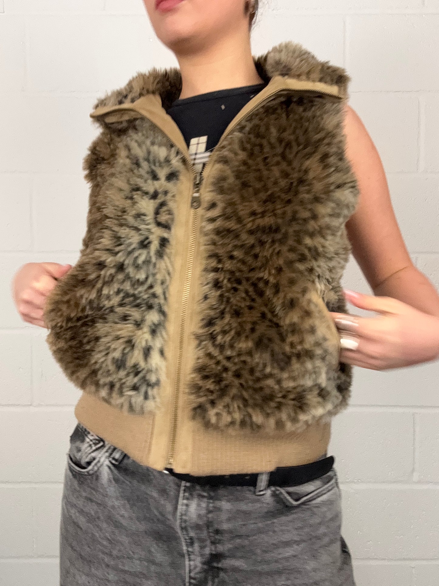 Y2K Leopard Faux Fur Gilet