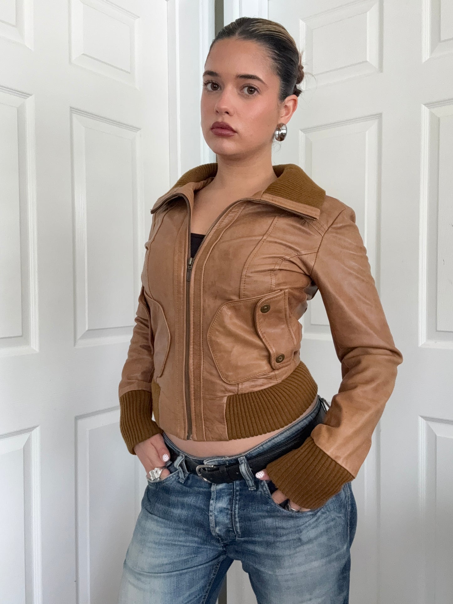 Fitted Leather Jacket (UK8)