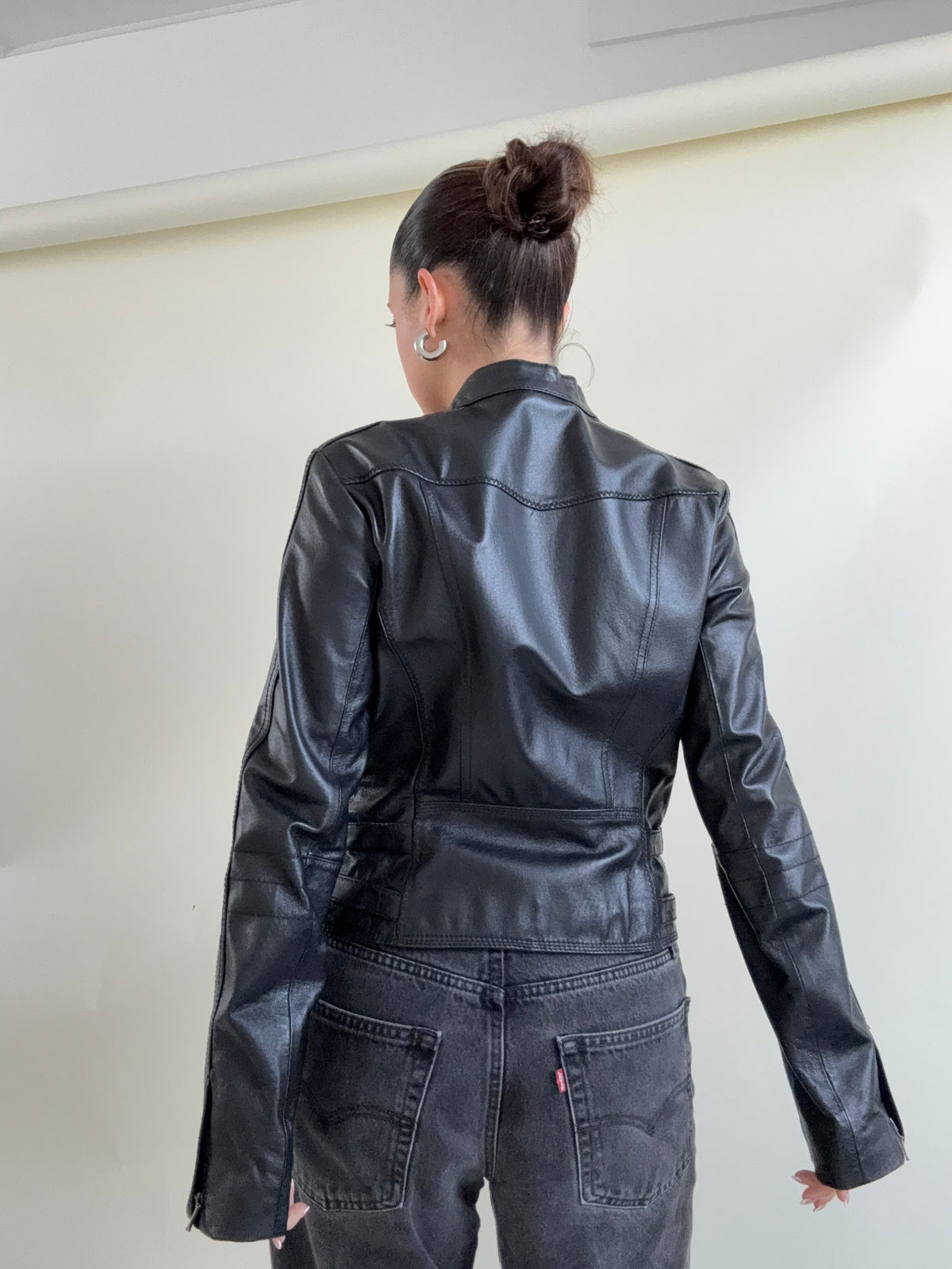 Vintage Fitted Leather Buckle Jacket (UK12)
