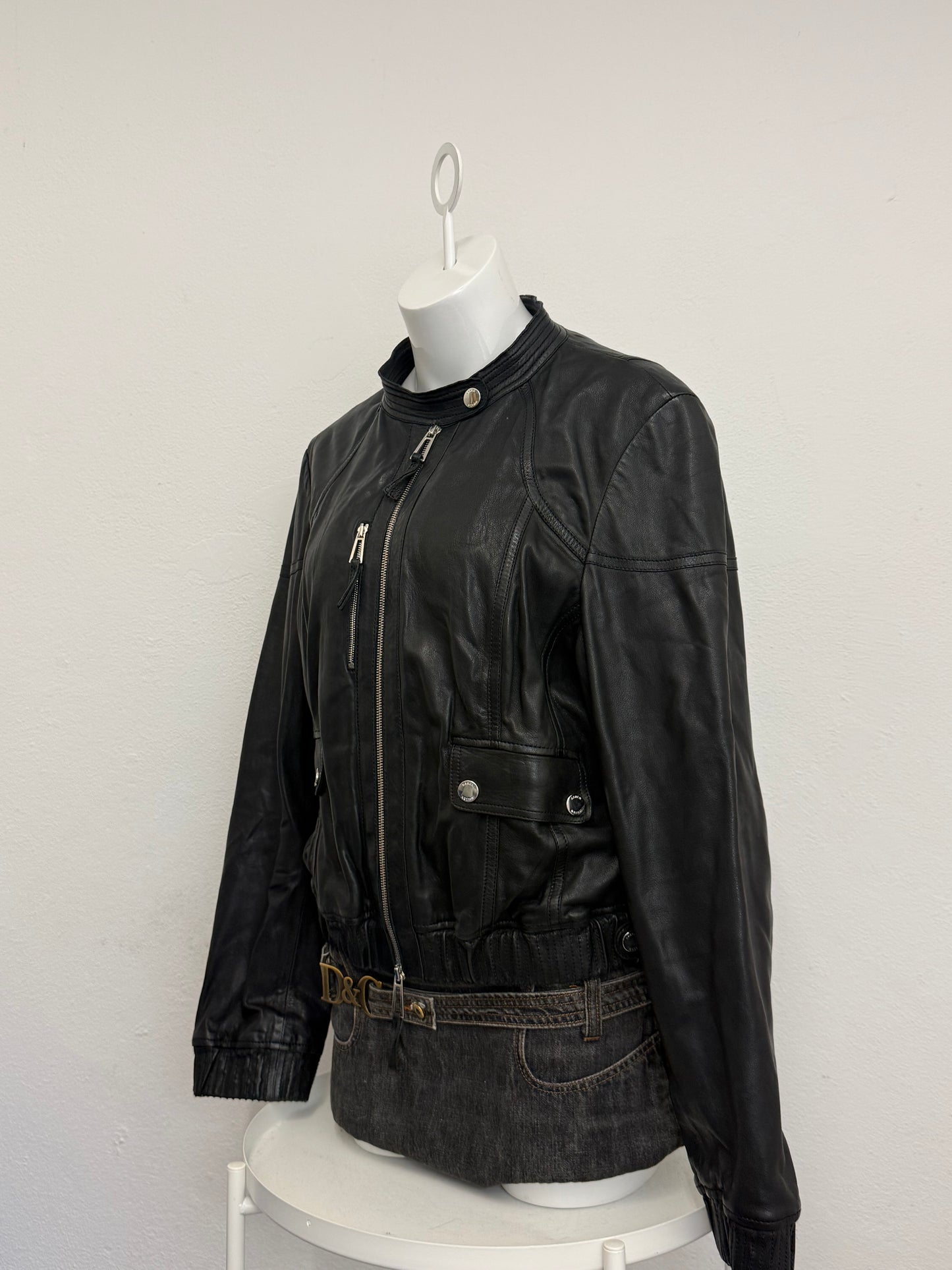 Karen Millen Leather Bomber Jacket (M)