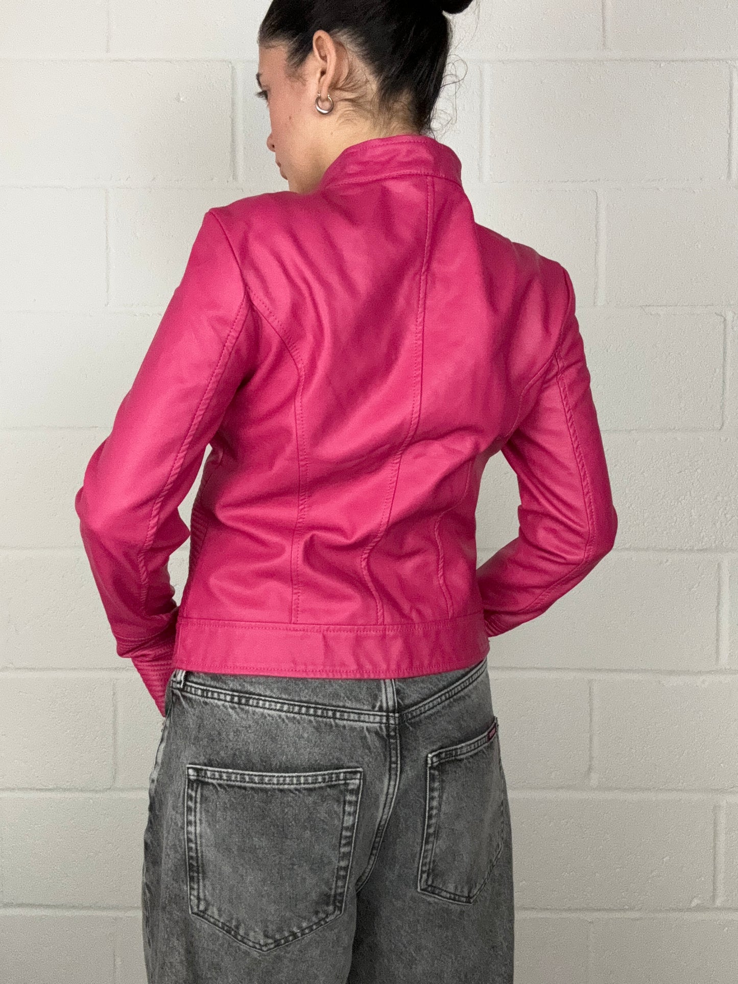 Pink Guess Faux Leather Jacket (S)