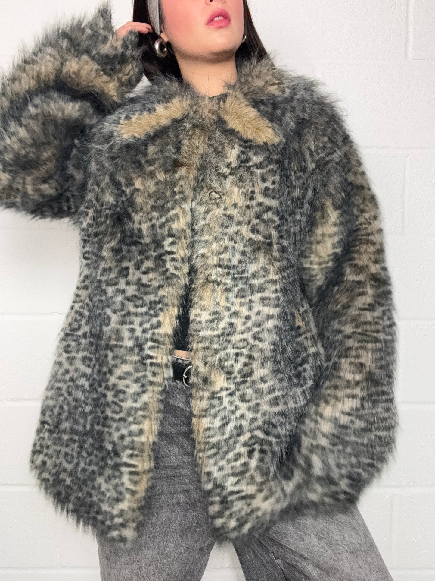 Jane Norman Leopard Faux Fur Jacket (UK14)