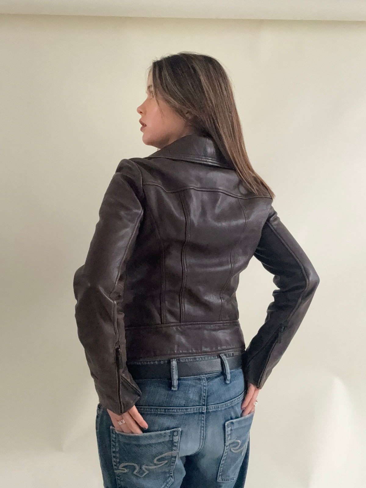 Michael Kors Asymmetric Leather Jacket (S)
