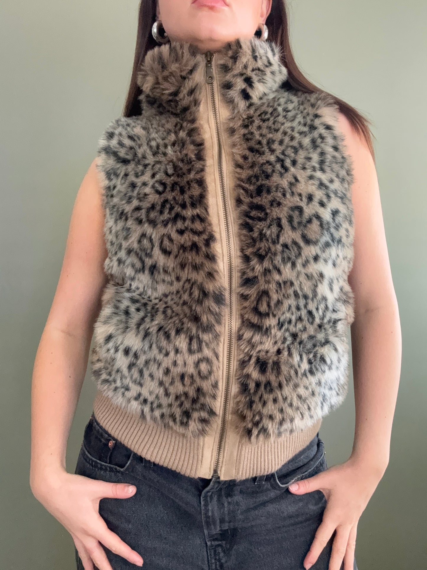 Faux Fur Leopard Gilet (UK10)