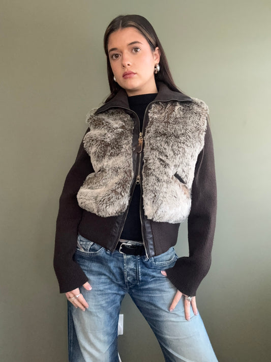Morgan De Toi Faux Fur Zip Jumper (M)