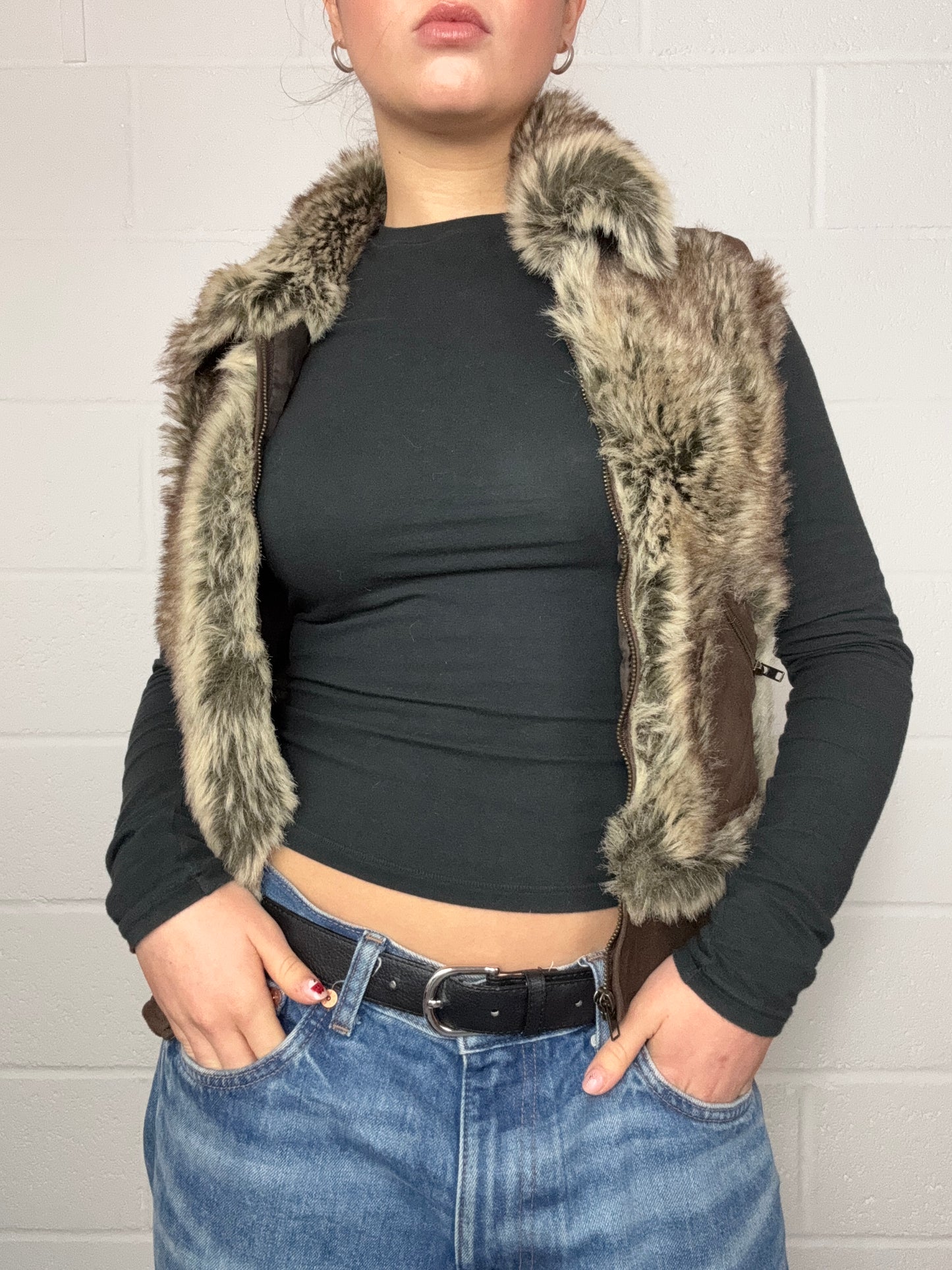 Y2K Faux Fur Gilet (UK10)