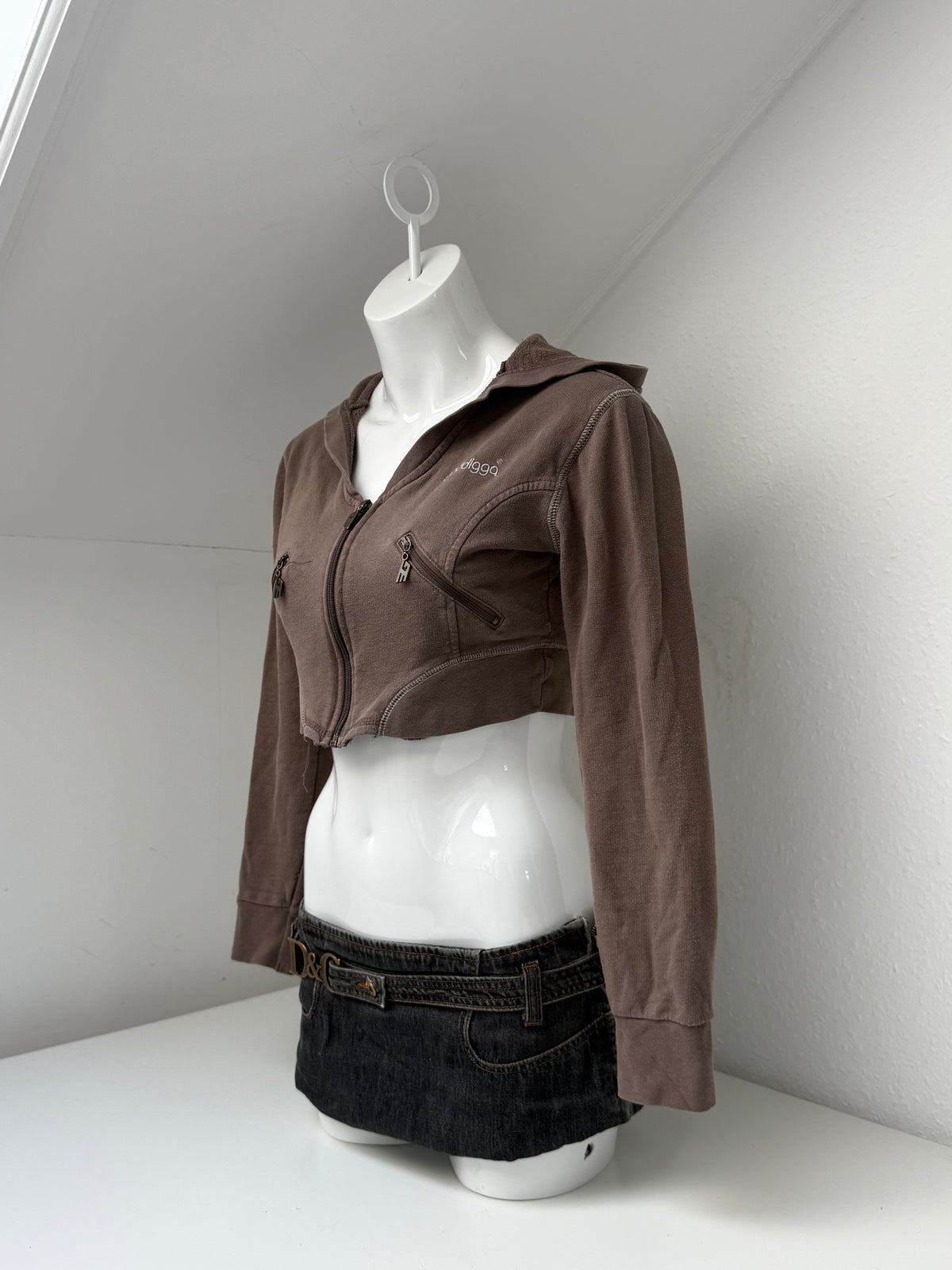 Golddigga Ultra Cropped Zip Hoodie (M)