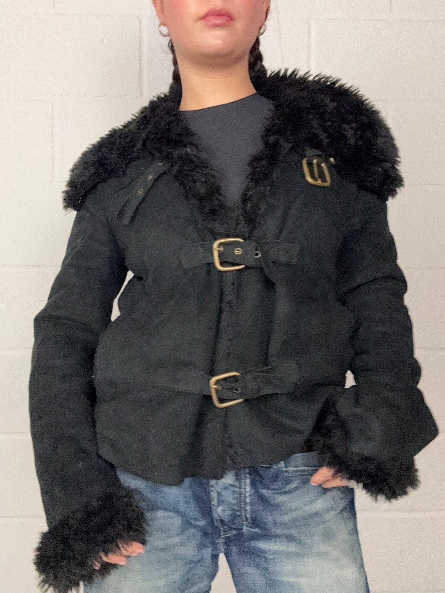 Armani Faux Fur Buckle Jacket (UK12)