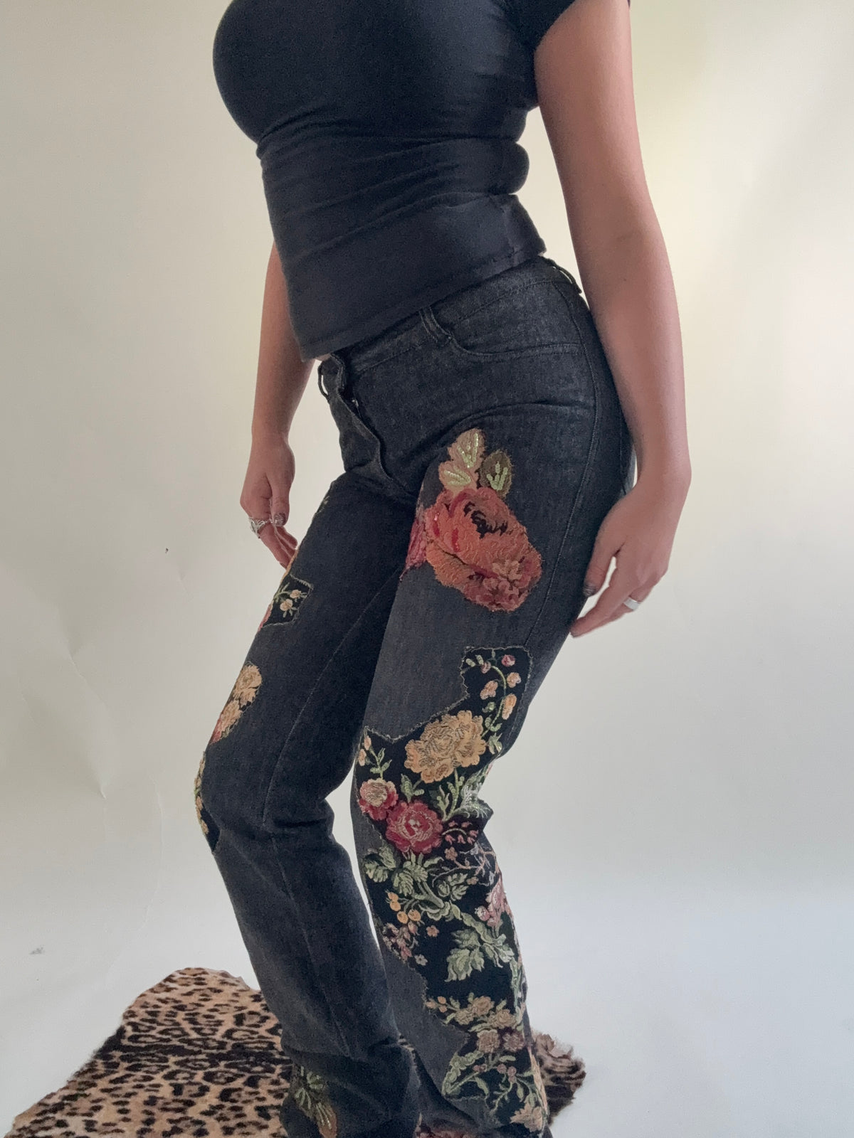Morgan De Toi Embroidered Patchwork Jeans (S)