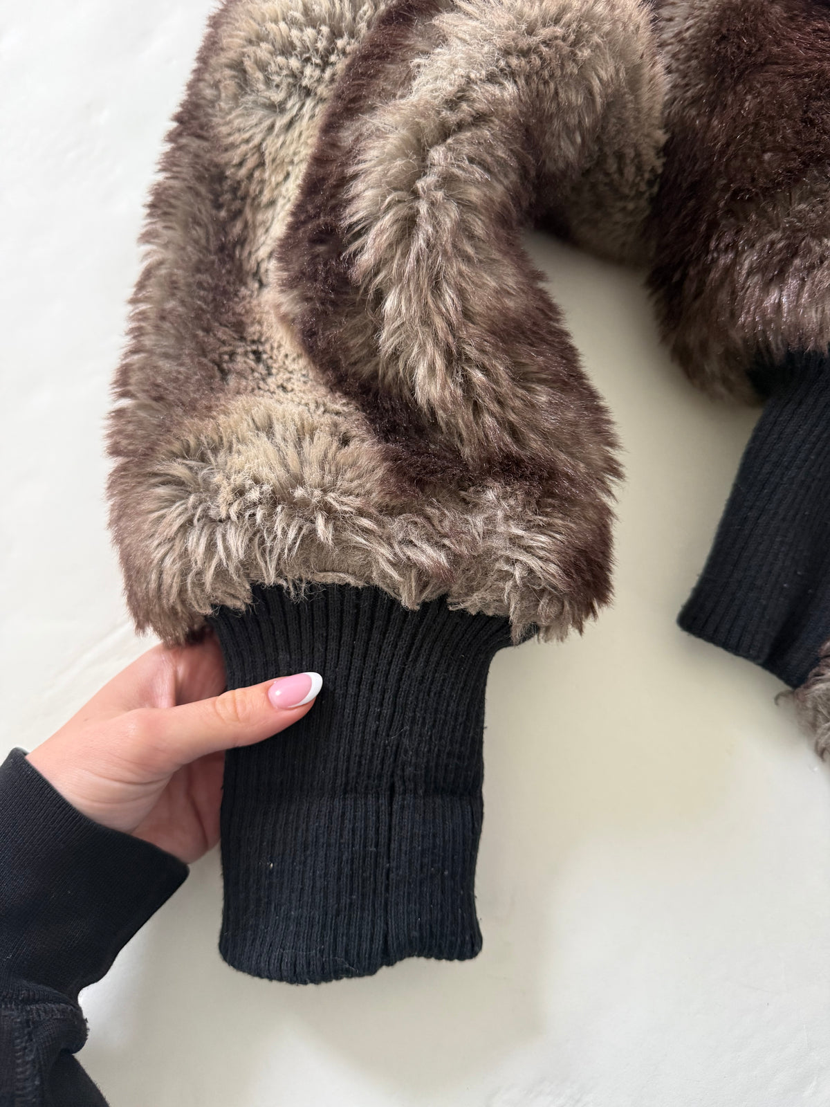 Y2K Faux Fur Bomber Jacket (L)