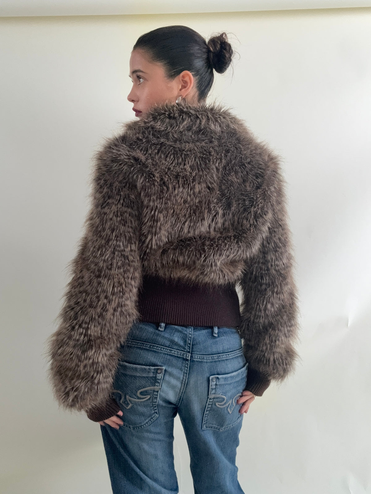 Faux Fur Leopard Bomber Jacket (UK12)