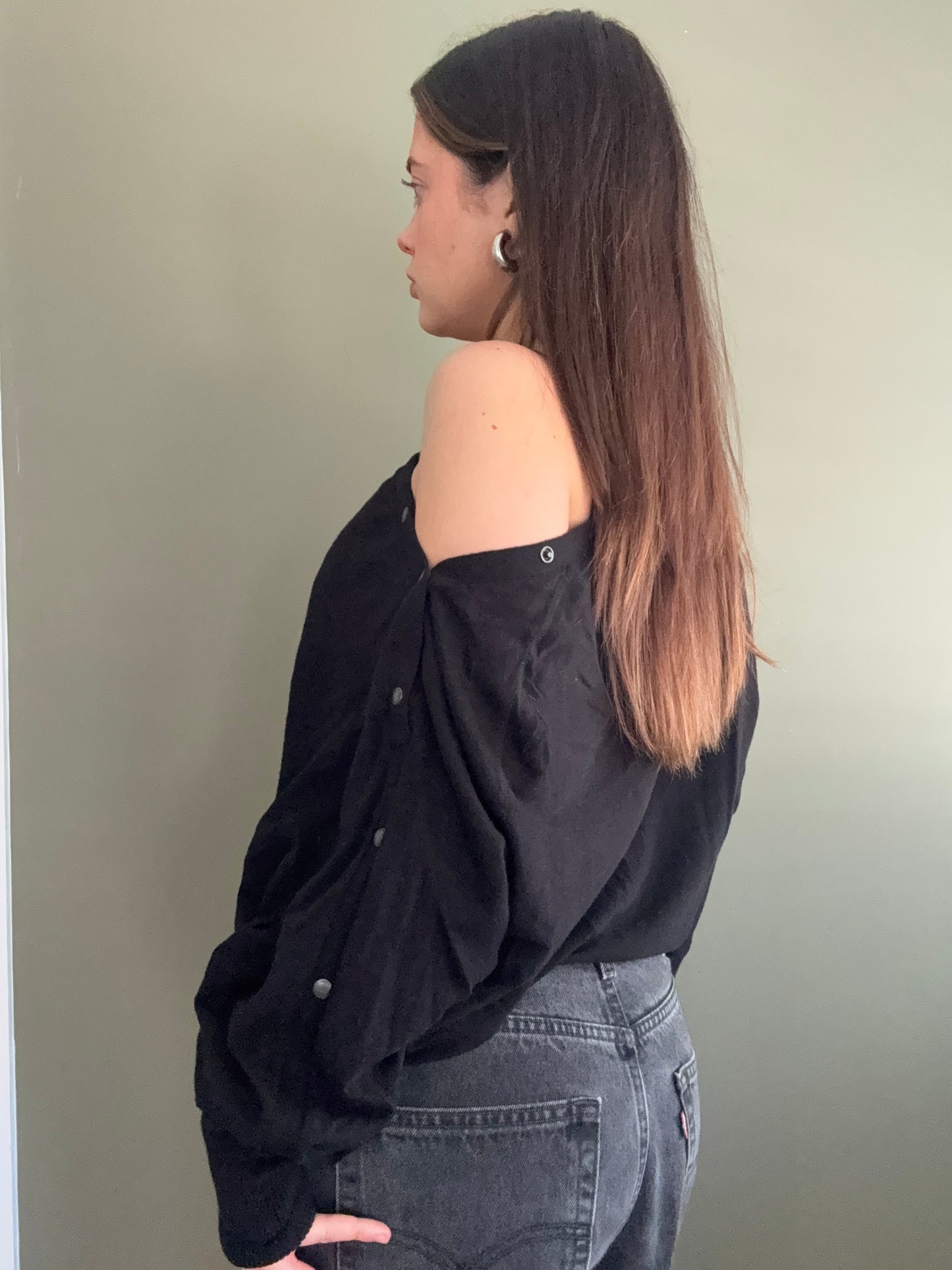 Allsaints Popper Detail Bat Wing Jumper (L)