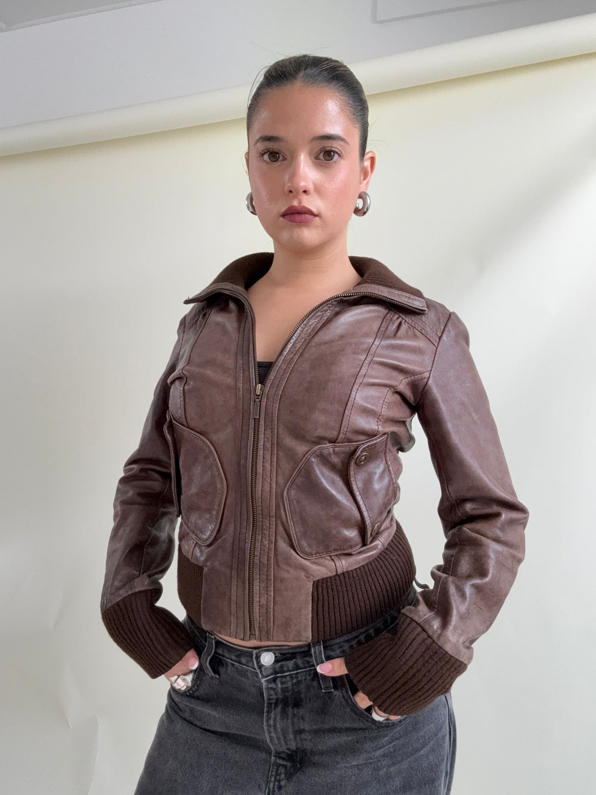 Vintage Brown Leather Jacket (UK10)