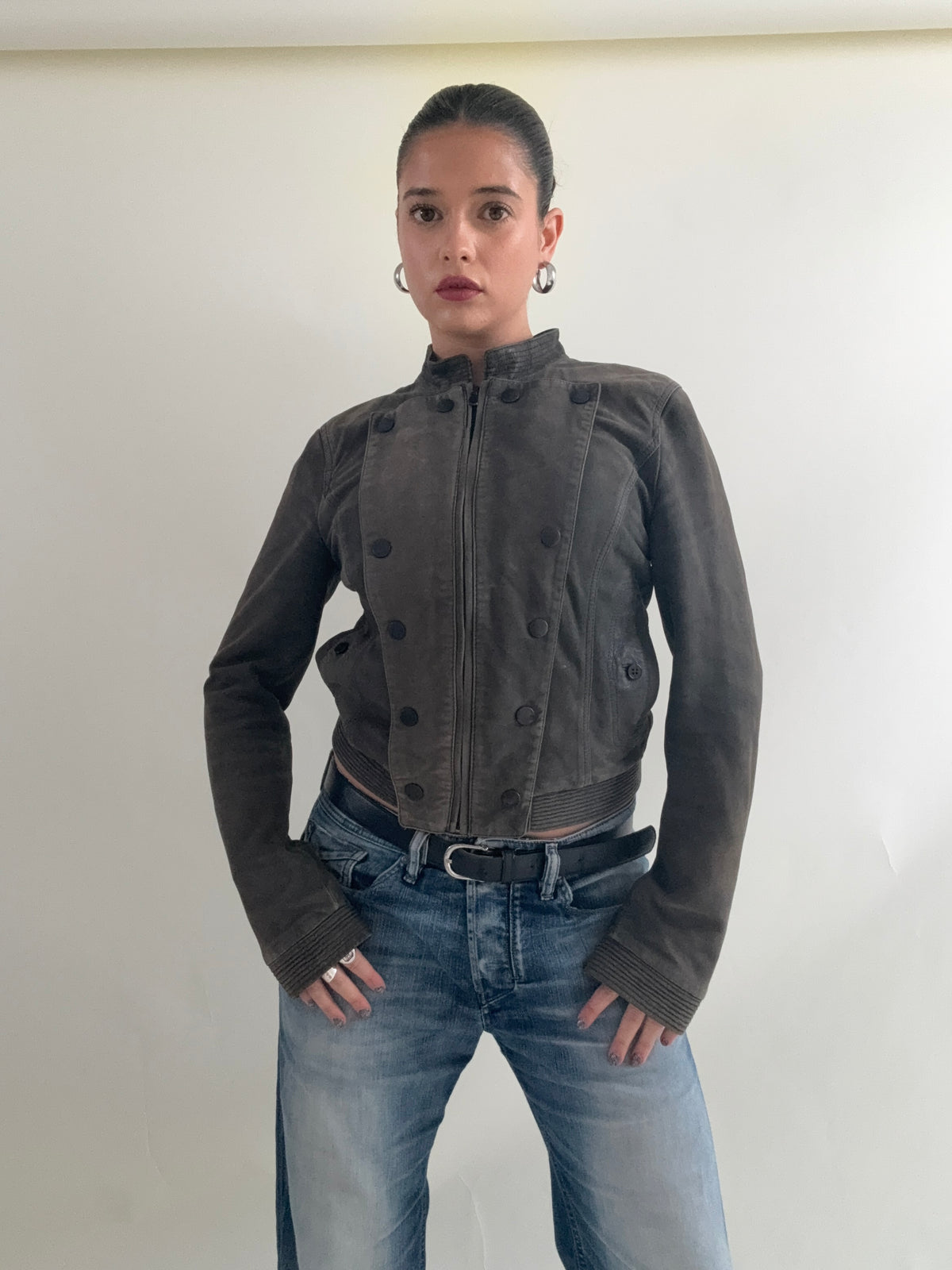 Vintage Diesel Leather Military Jacket (S)