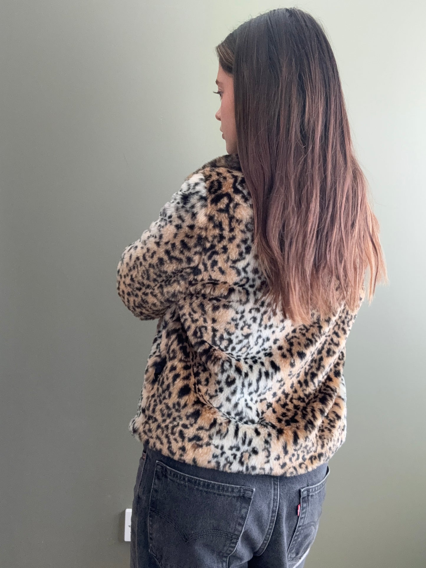 Leopard Faux Fur Jacket (UK8)