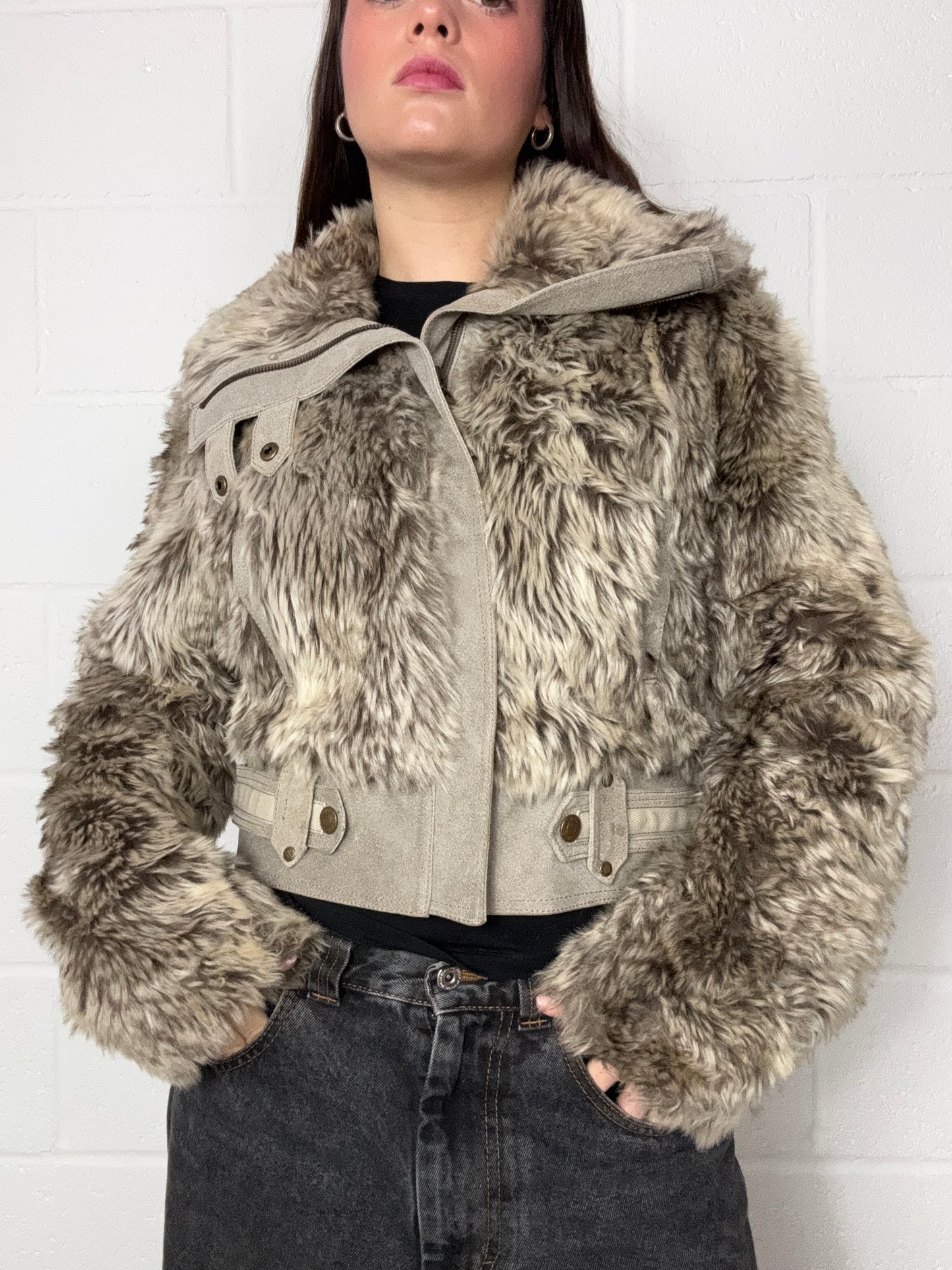 Faux Fur Cropped Jacket (UK12)