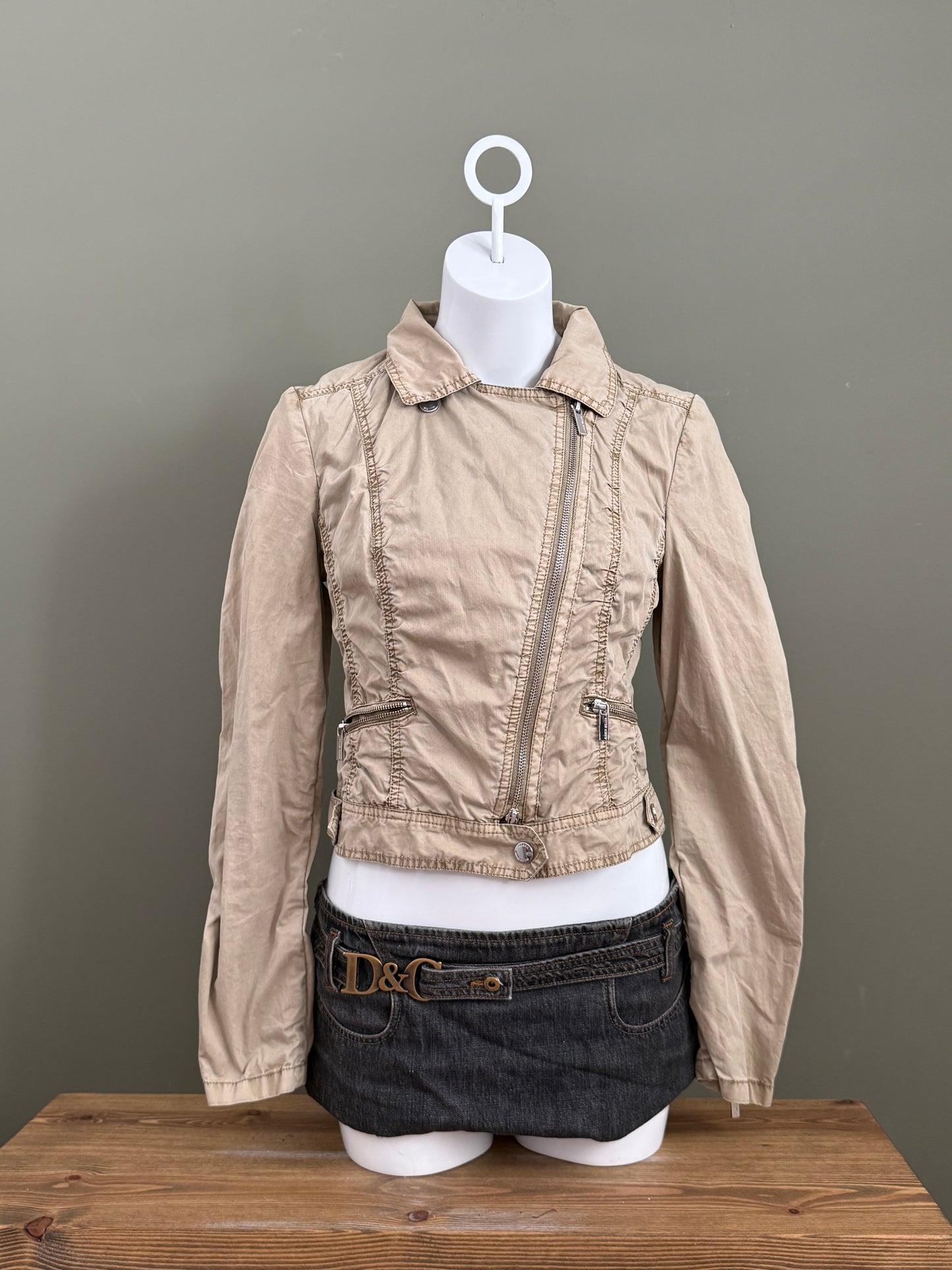 Karen Millen Asymmetric Biker Lightweight Jacket (UK10)