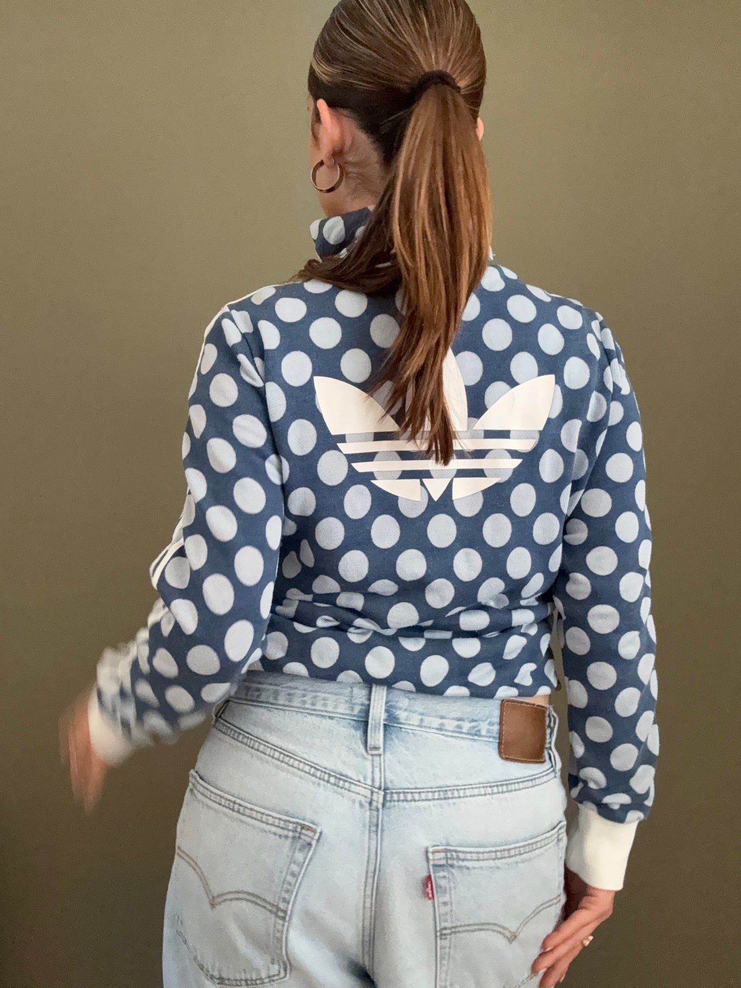 Blue Adidas Polka Dot Zip Jumper (S)