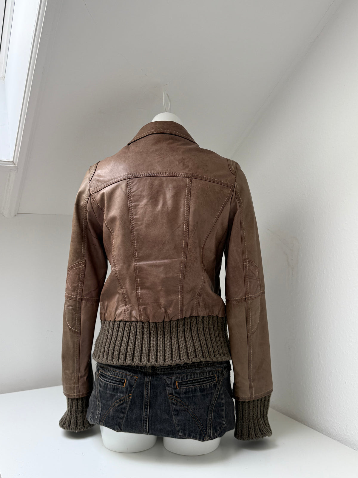 Vintage Leather Bomber Jacket (UK14)