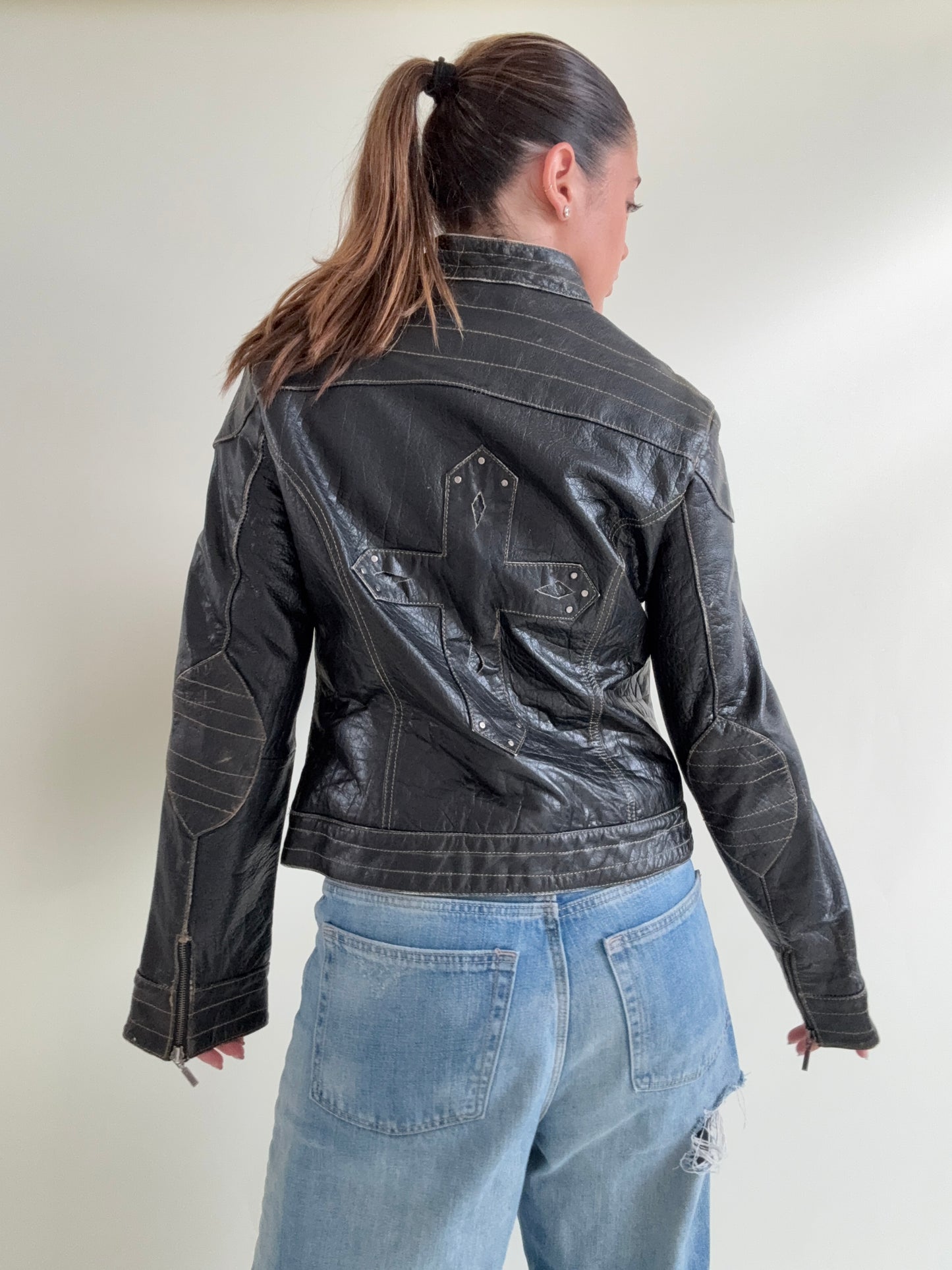 Leather Biker Jacket (L)