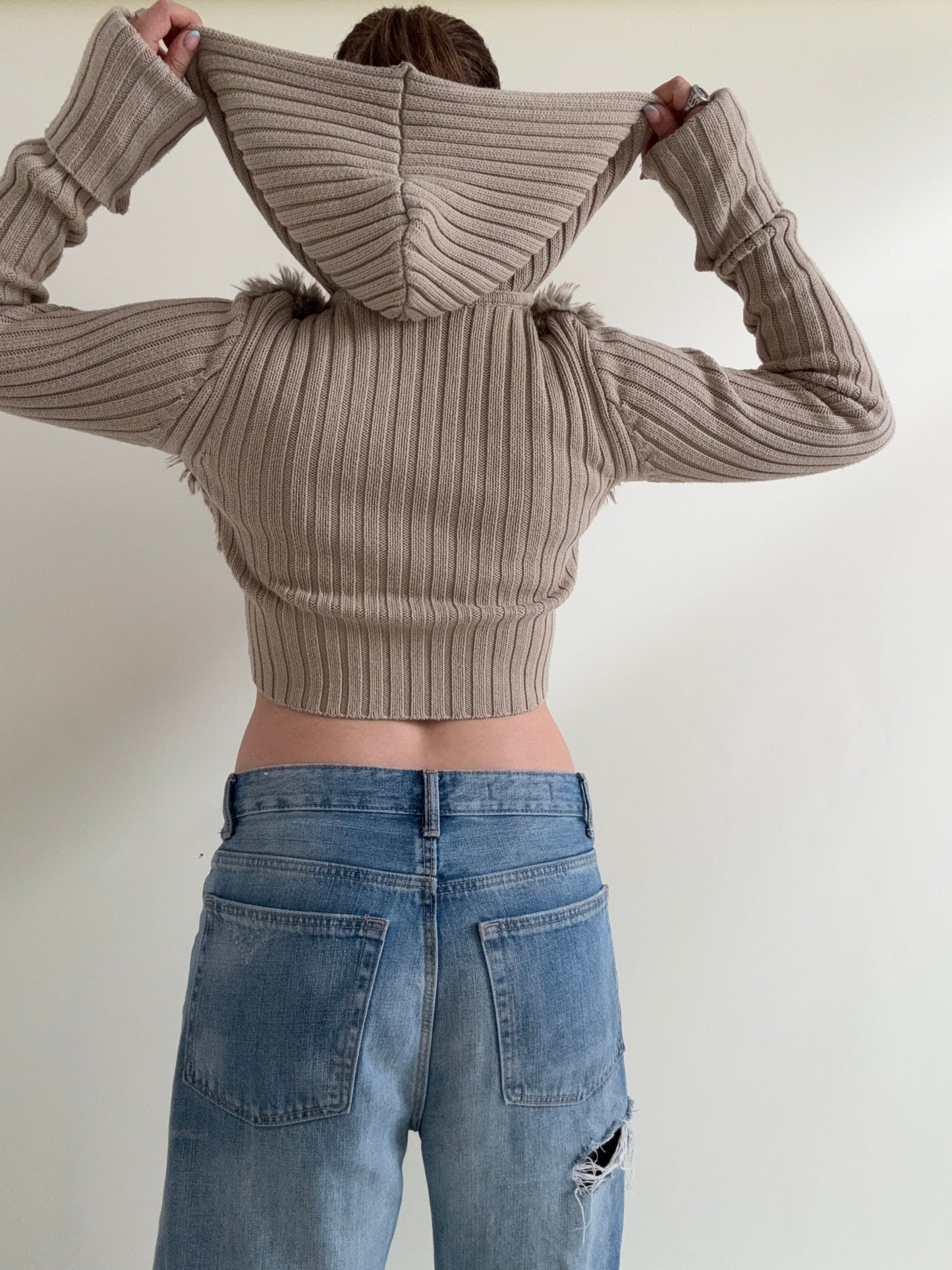 DKNY Faux Fur Cropped Jumper (S)