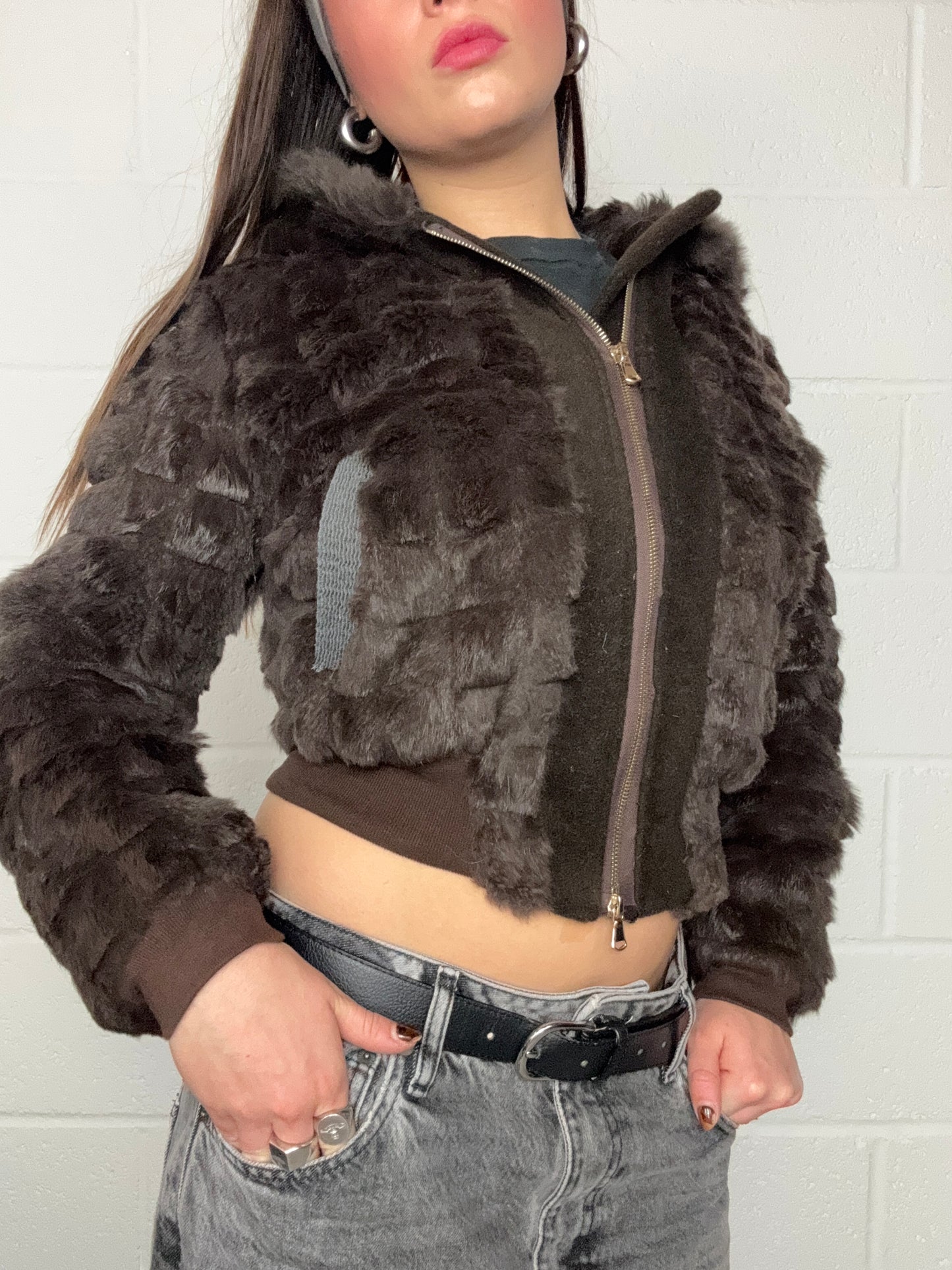 Guess Brown Faux Fur Jacket (XS)