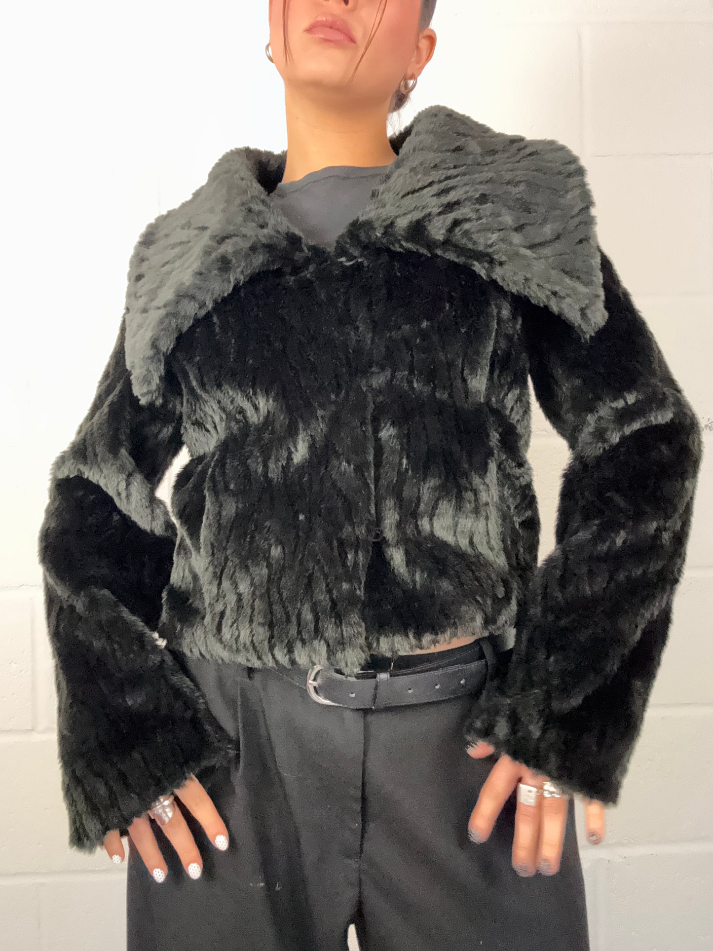 Black Faux Fur Jacket (S)