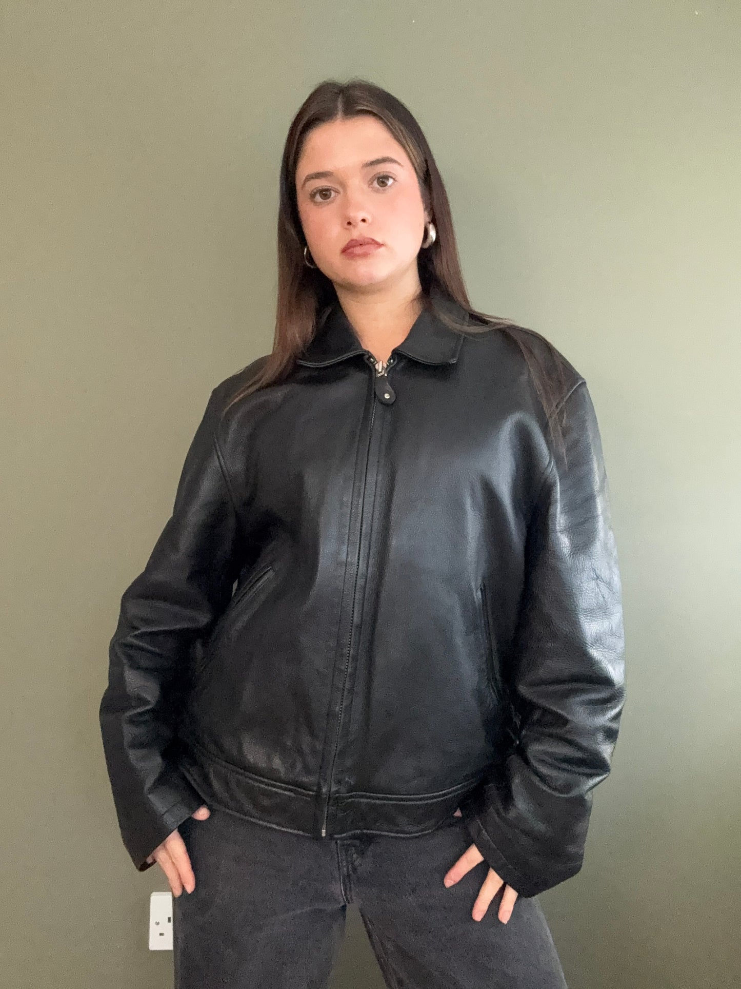 DKNY Leather Jacket (L)