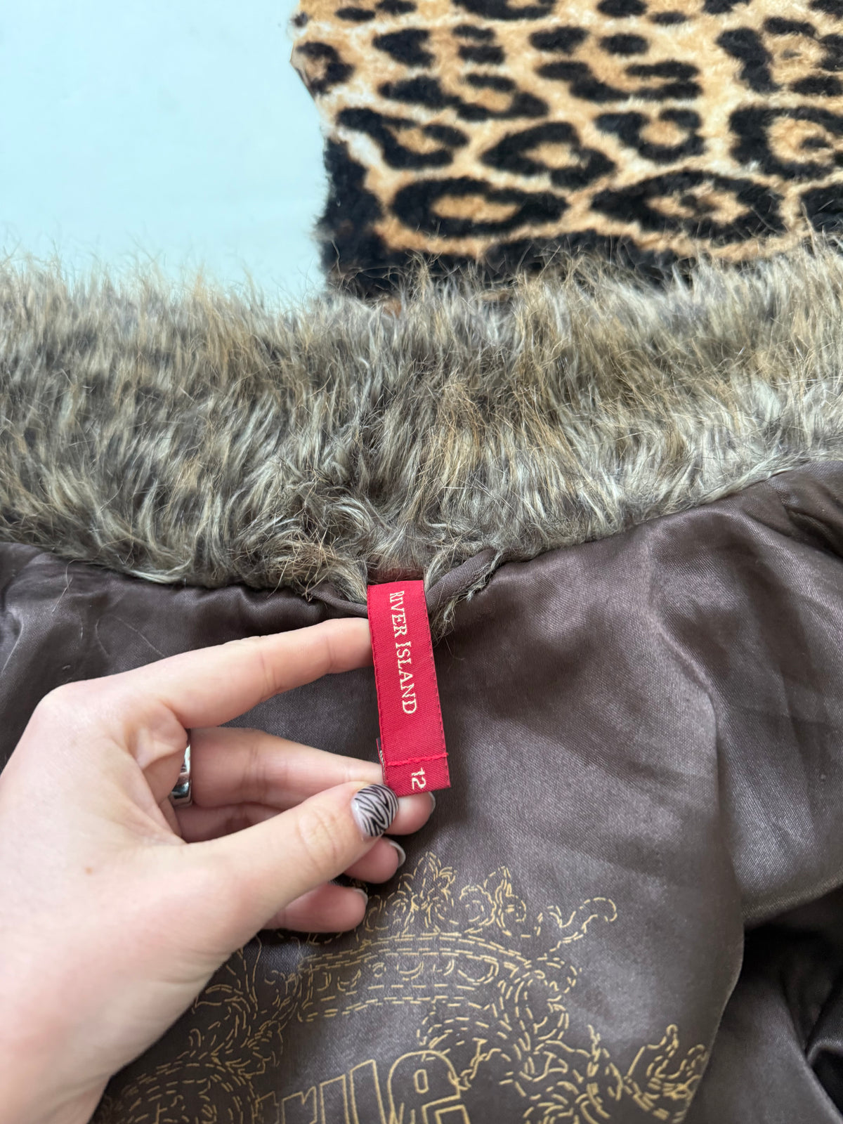 Faux Fur Leopard Bomber Jacket (UK12)