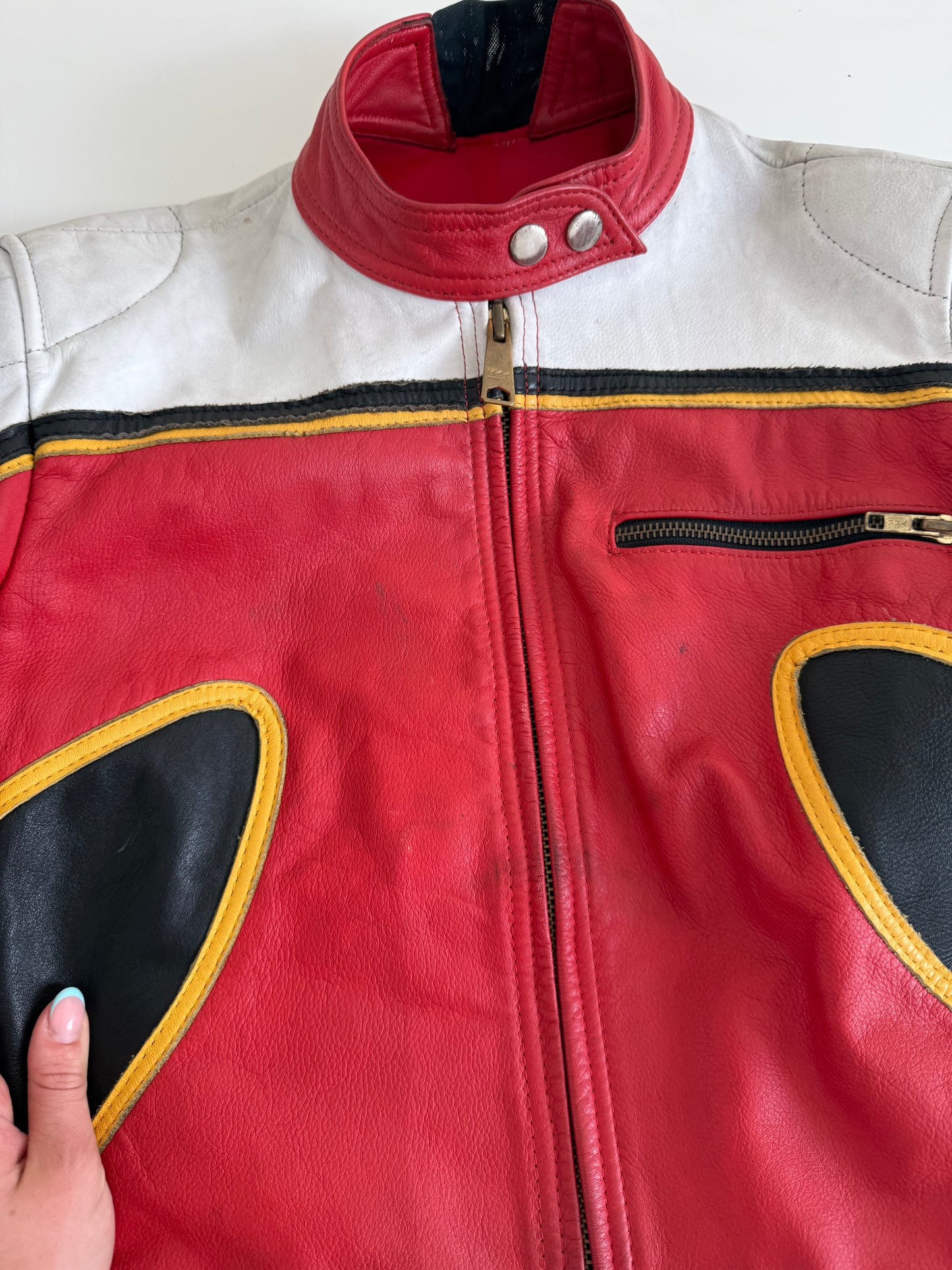 Vintage Leather Biker Jacket (XS)