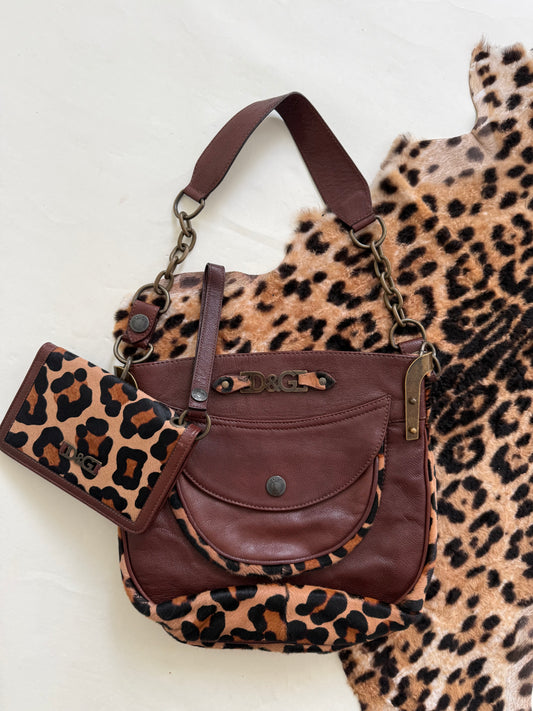 Dolce & Gabbana Leopard Leather Shoulder Bag & Purse