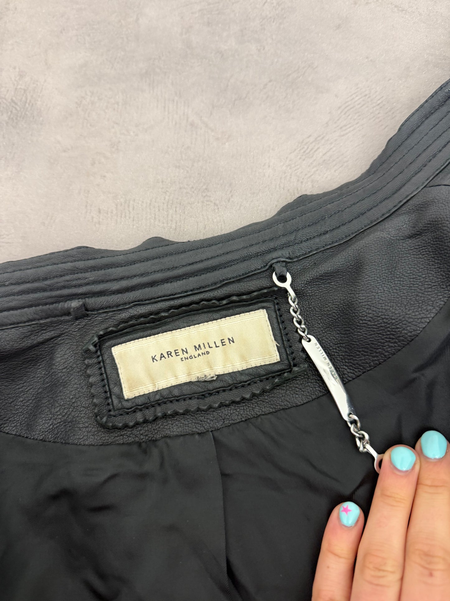 Karen Millen Leather Bomber Jacket (M)