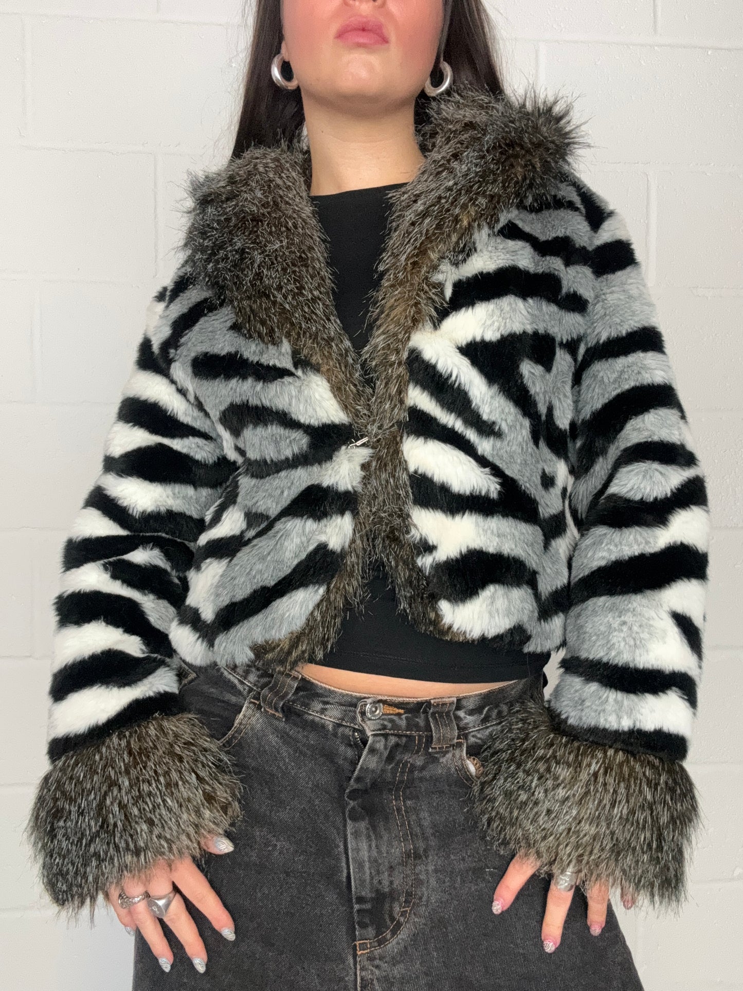 Zebra Faux Fur Jacket