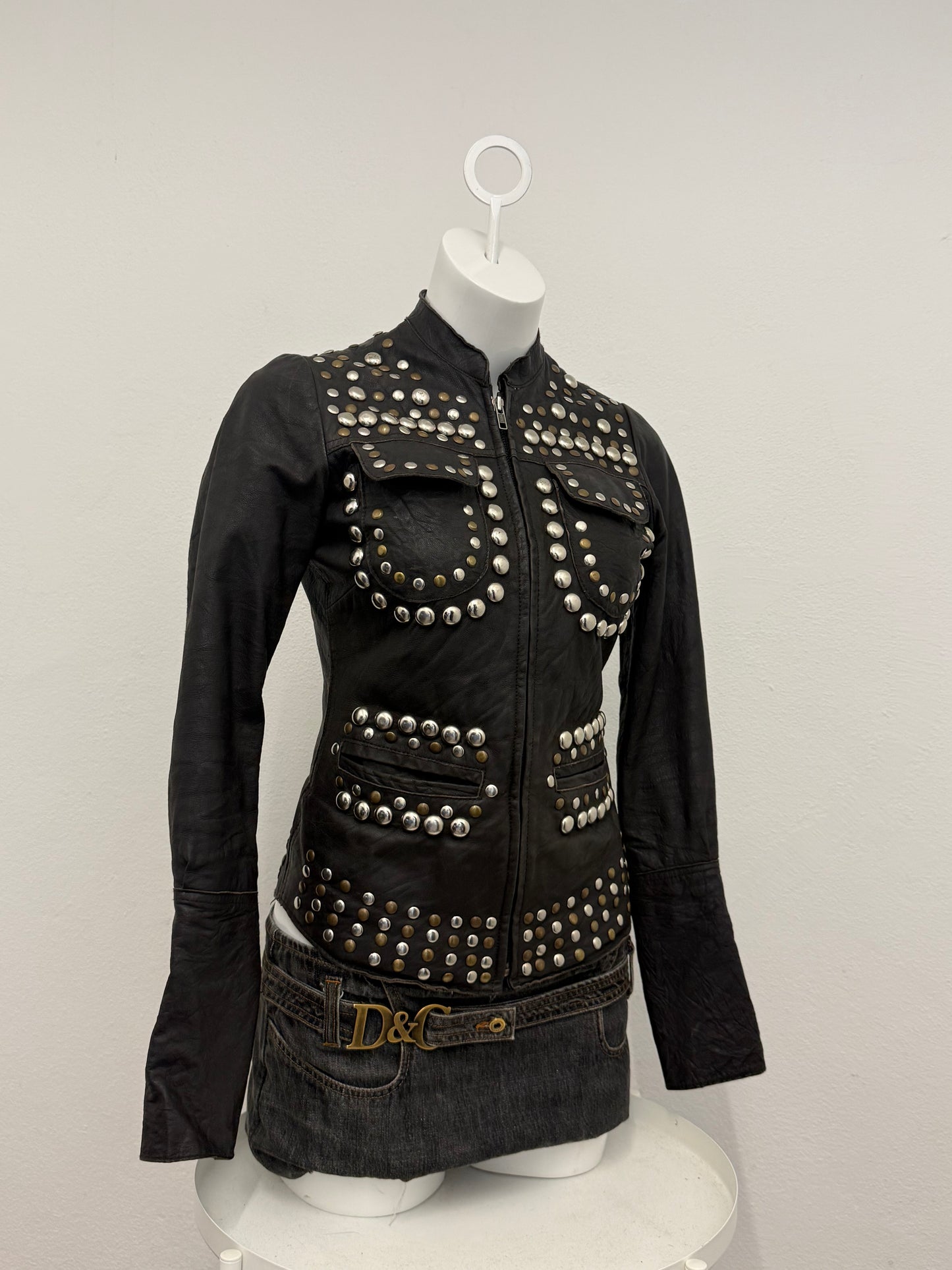 Allsaints Leather Studded Jacket (UK8)