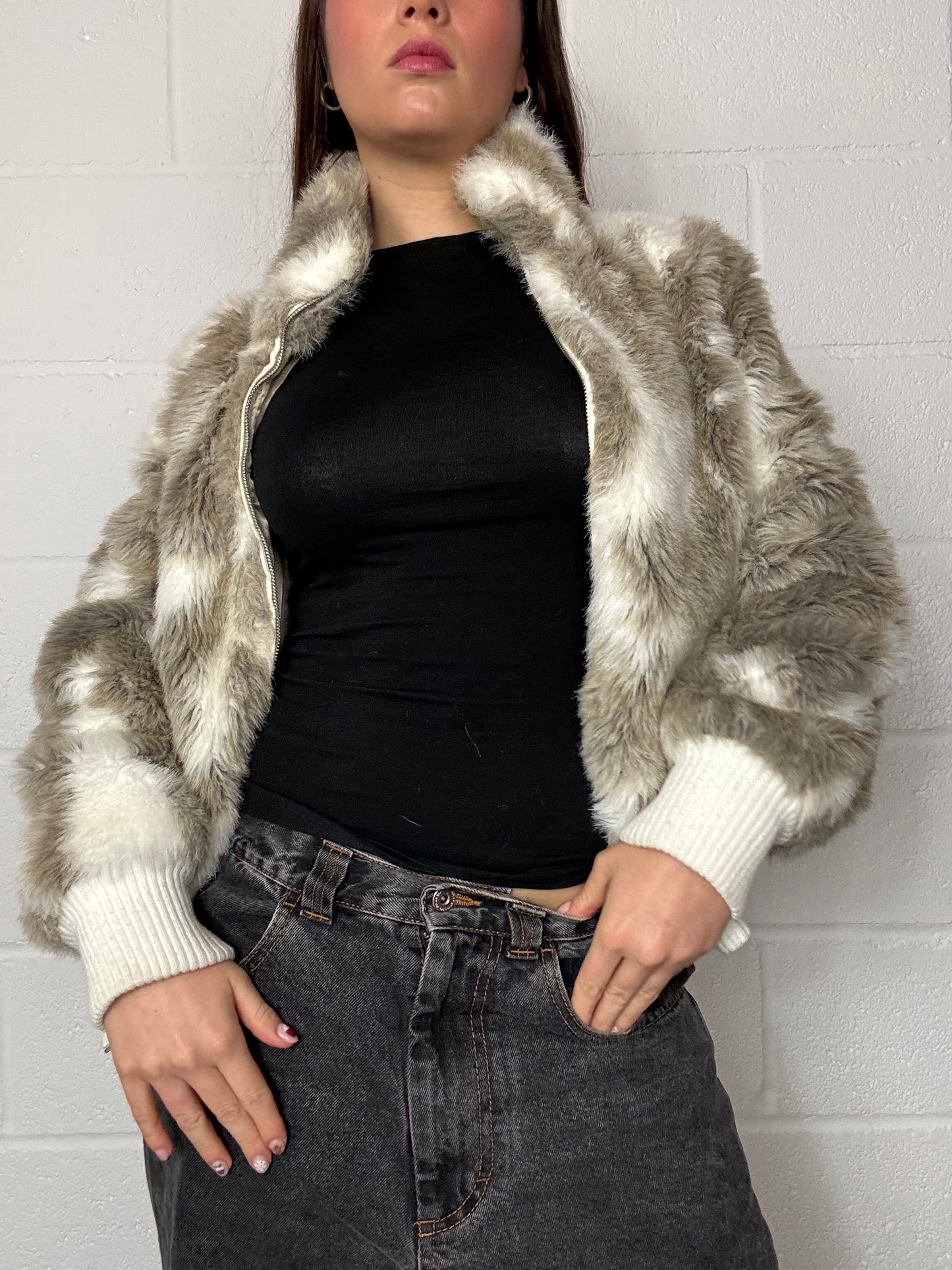 Faux Fur Bomber Jacket (UK10)