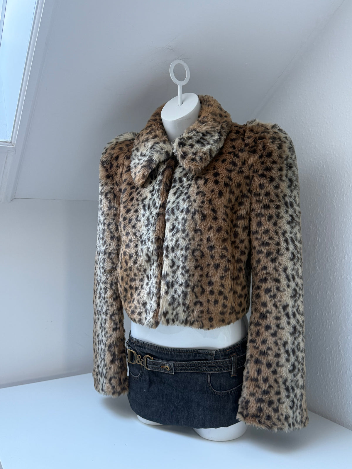Y2K Leopard Faux Fur Jacket (UK8)