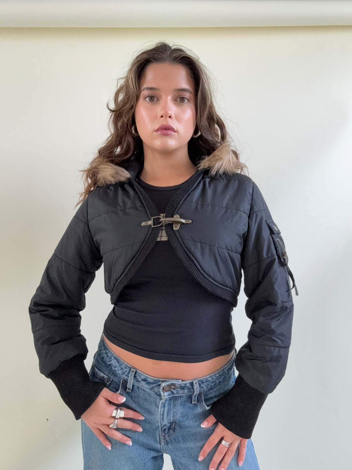 Cropped Y2K Puffer Jacket (M)