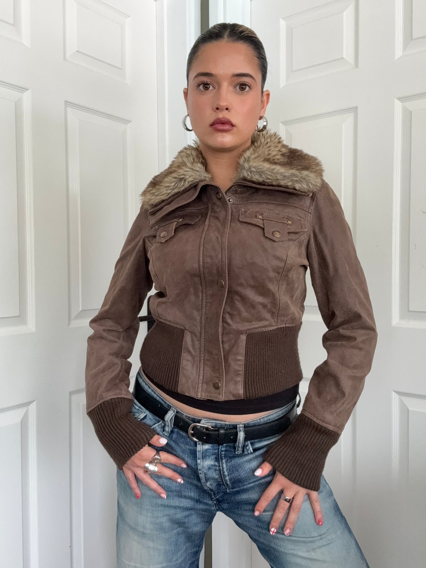 Leather Bomber Jacket (UK12)