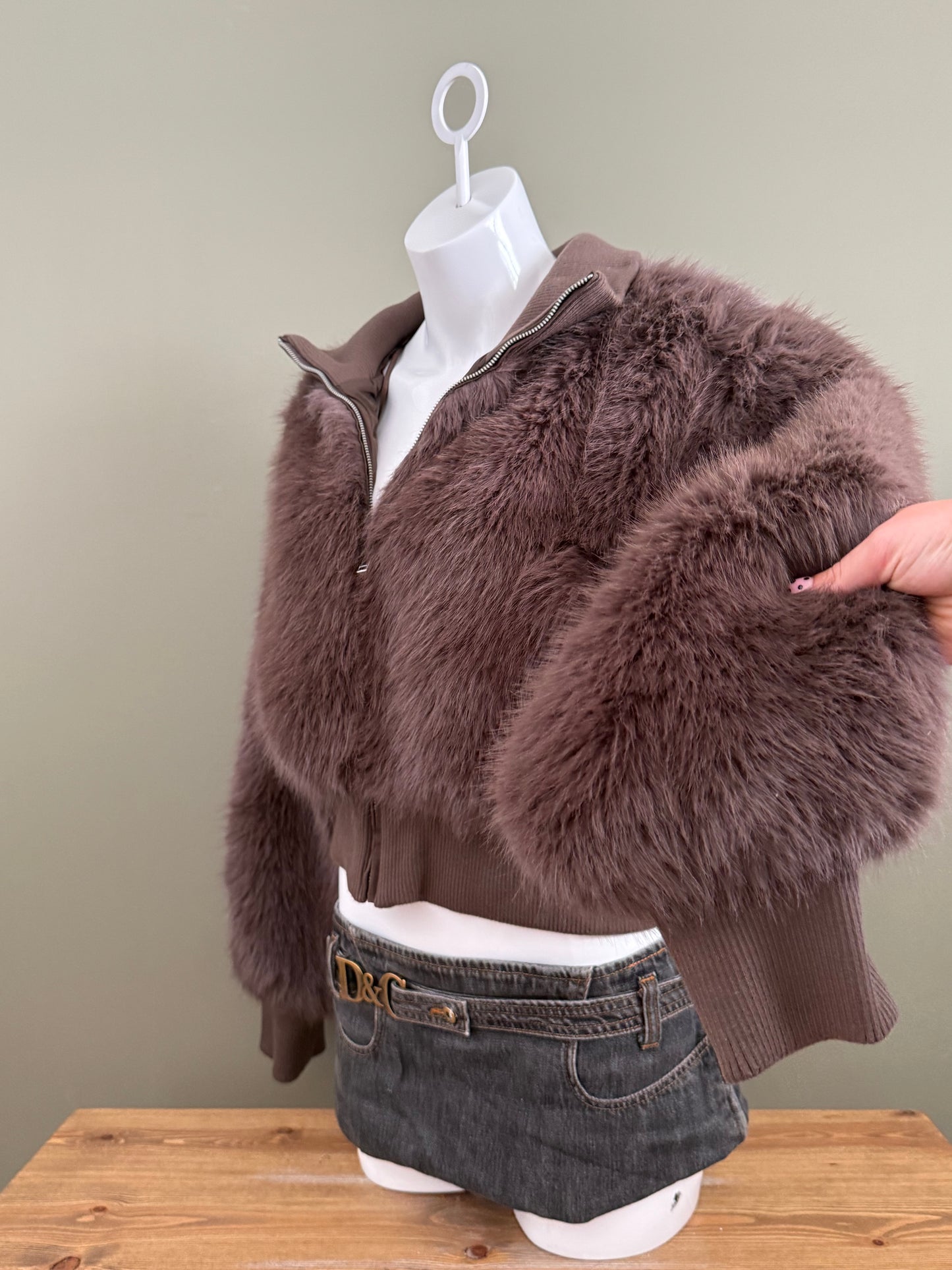 Faux Fur Bomber Jacket (M)