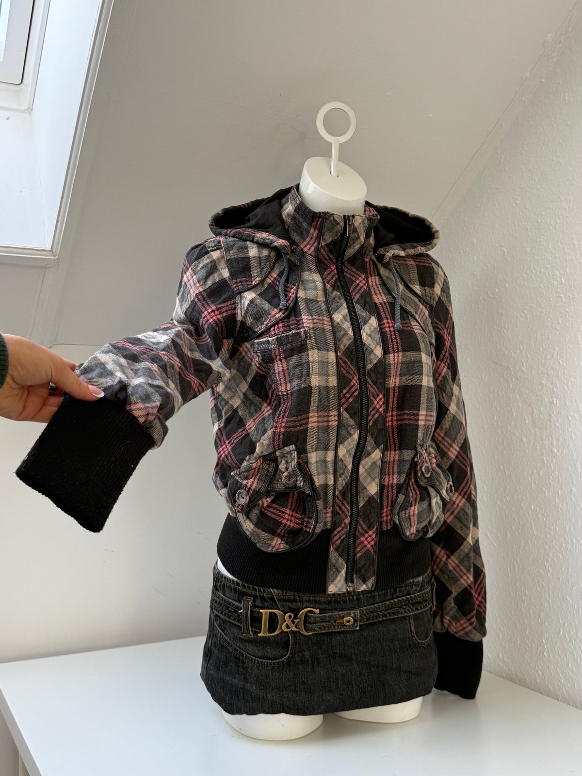 Tartan Hooded Bomber Jacket (UK12)