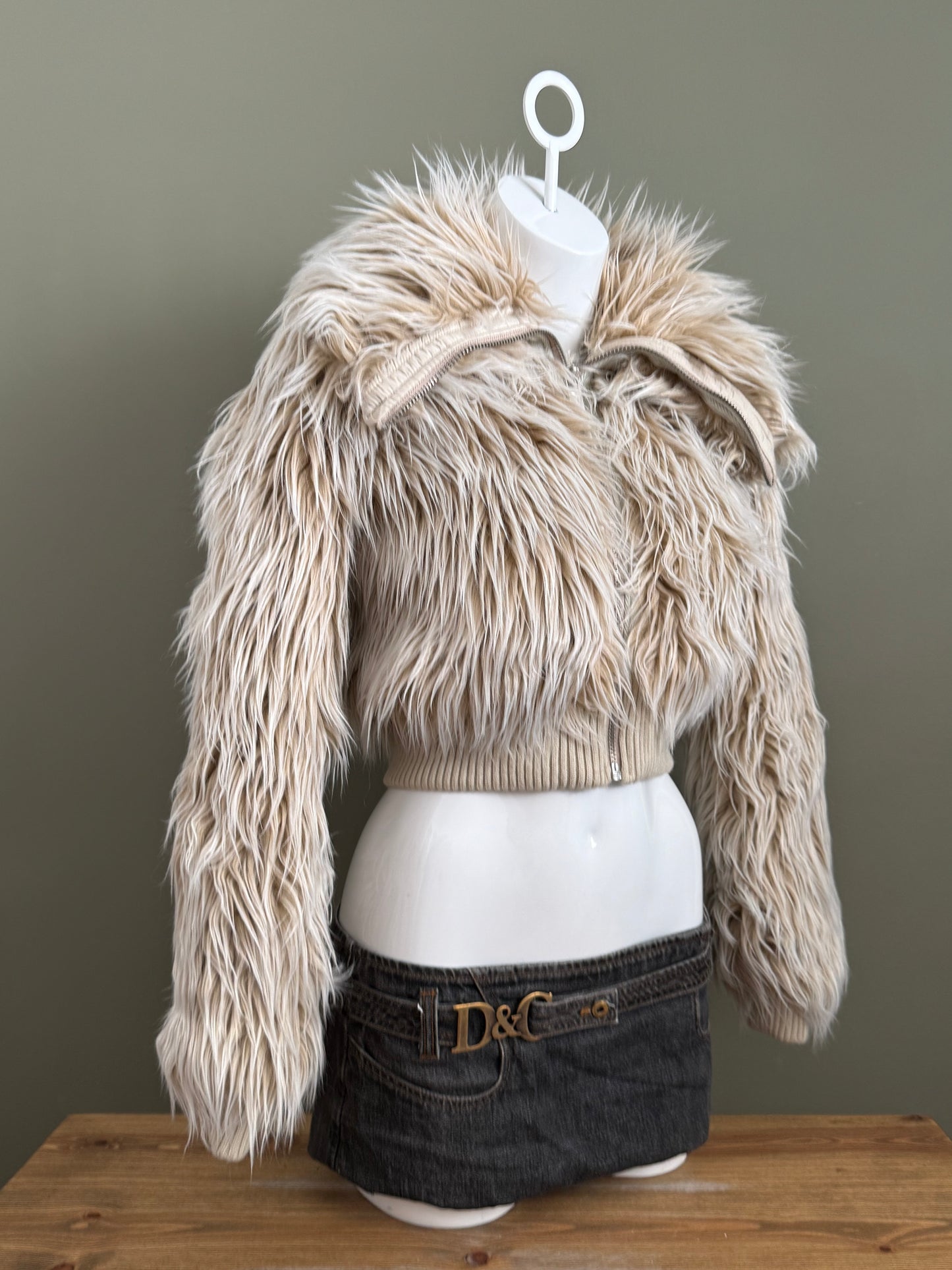 Faux Fur Crop Jacket (UK6)