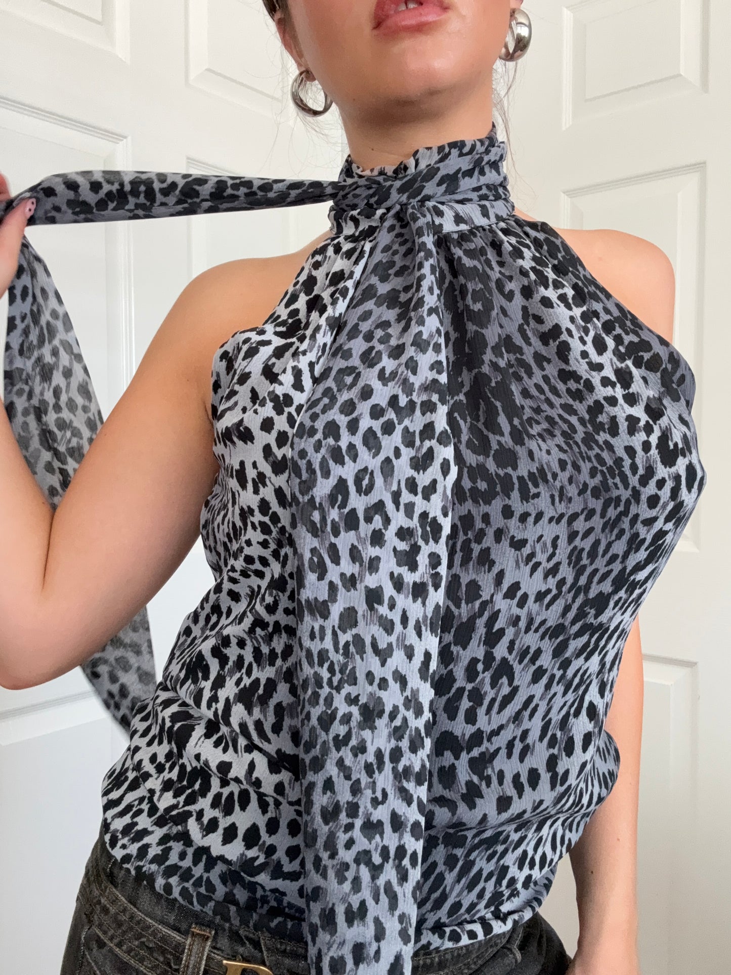 Karen Millen Leopard Halterneck Top (UK10)