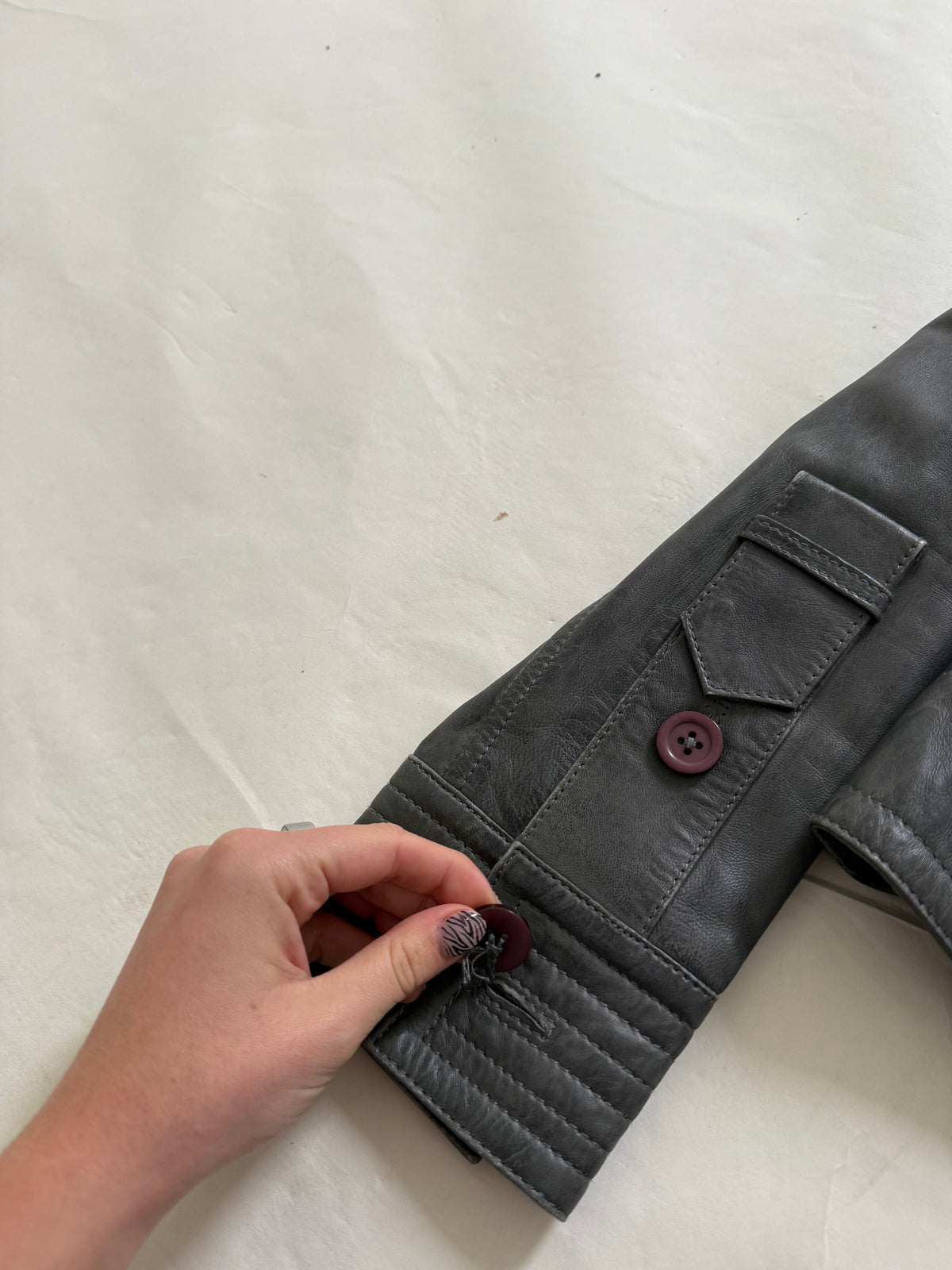 Vintage Leather Funnel Neck Jacket (XL)