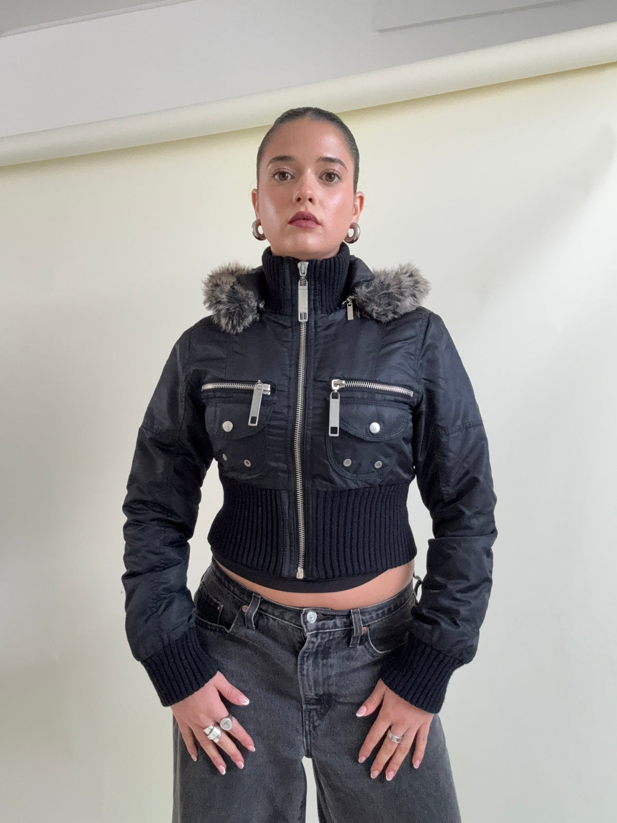 Y2K Fitted Puffer Jacket (UK8)